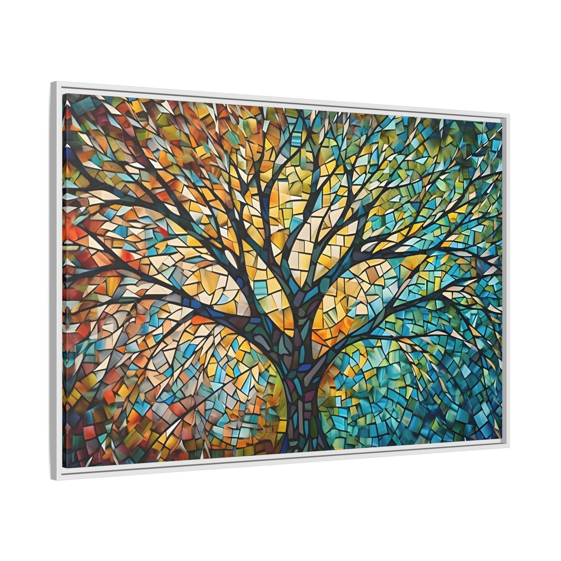 Colorful Tree of Life Large Framed Mosaic Canvas Wall Art