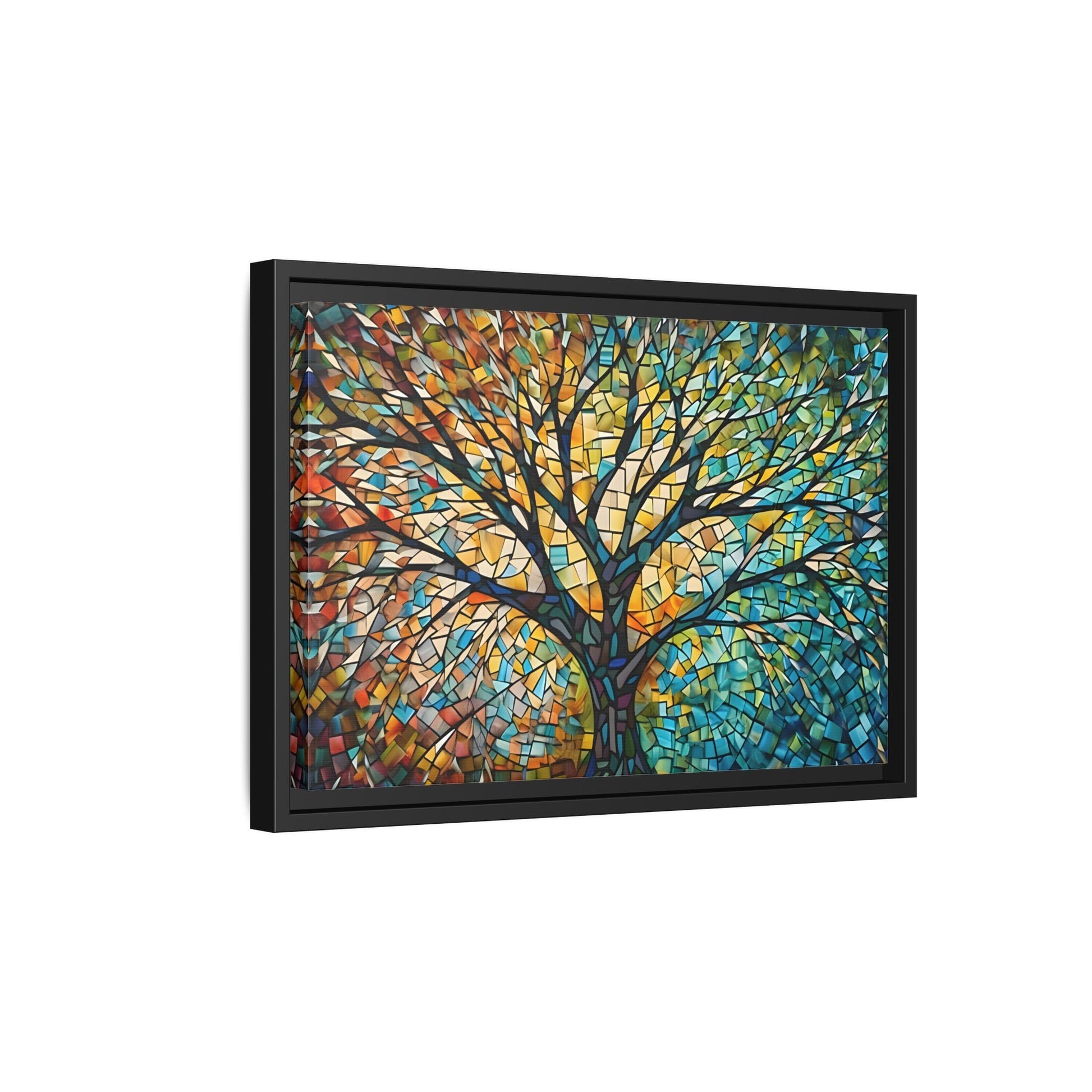 Colorful Tree of Life Large Framed Mosaic Canvas Wall Art