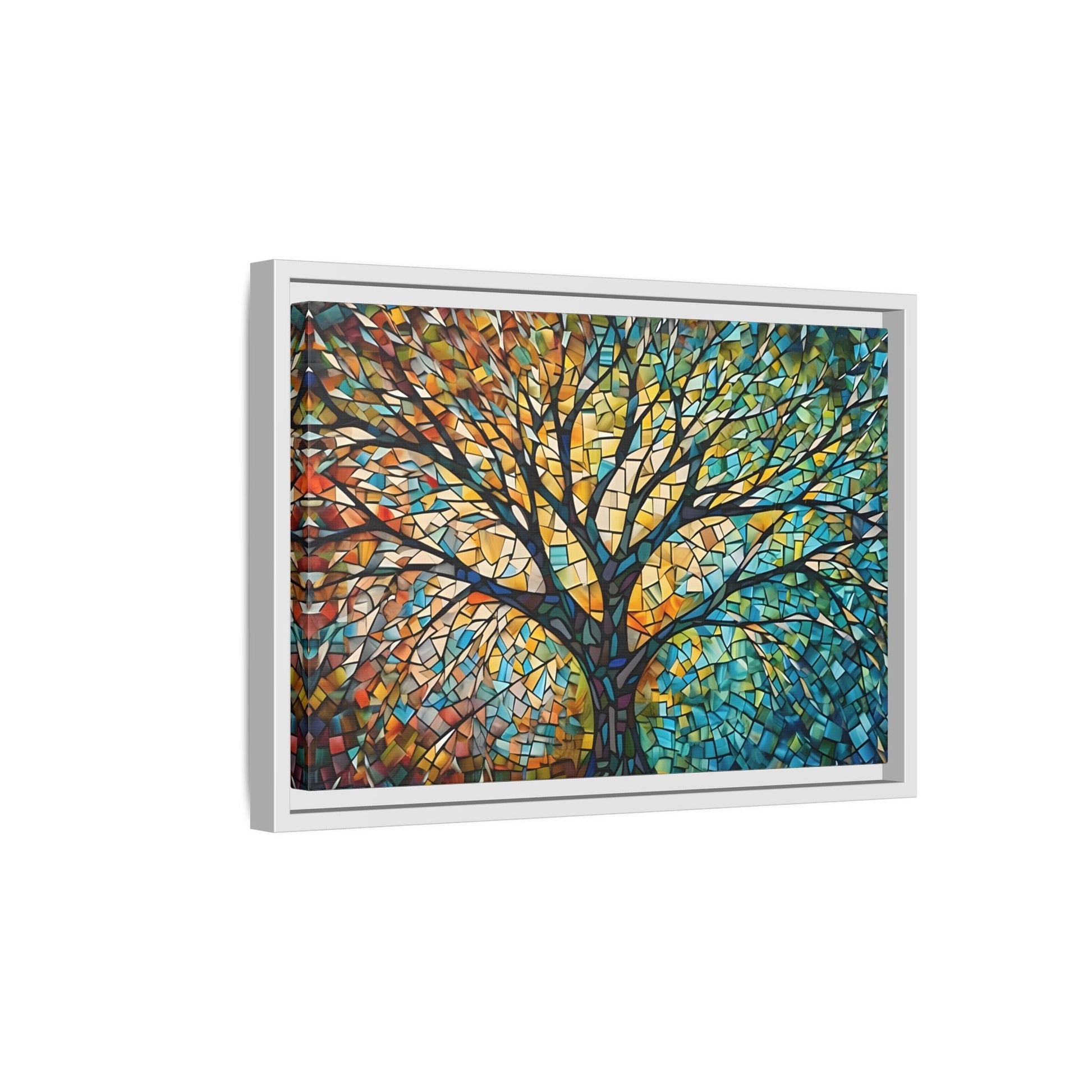 Colorful Tree of Life Large Framed Mosaic Canvas Wall Art