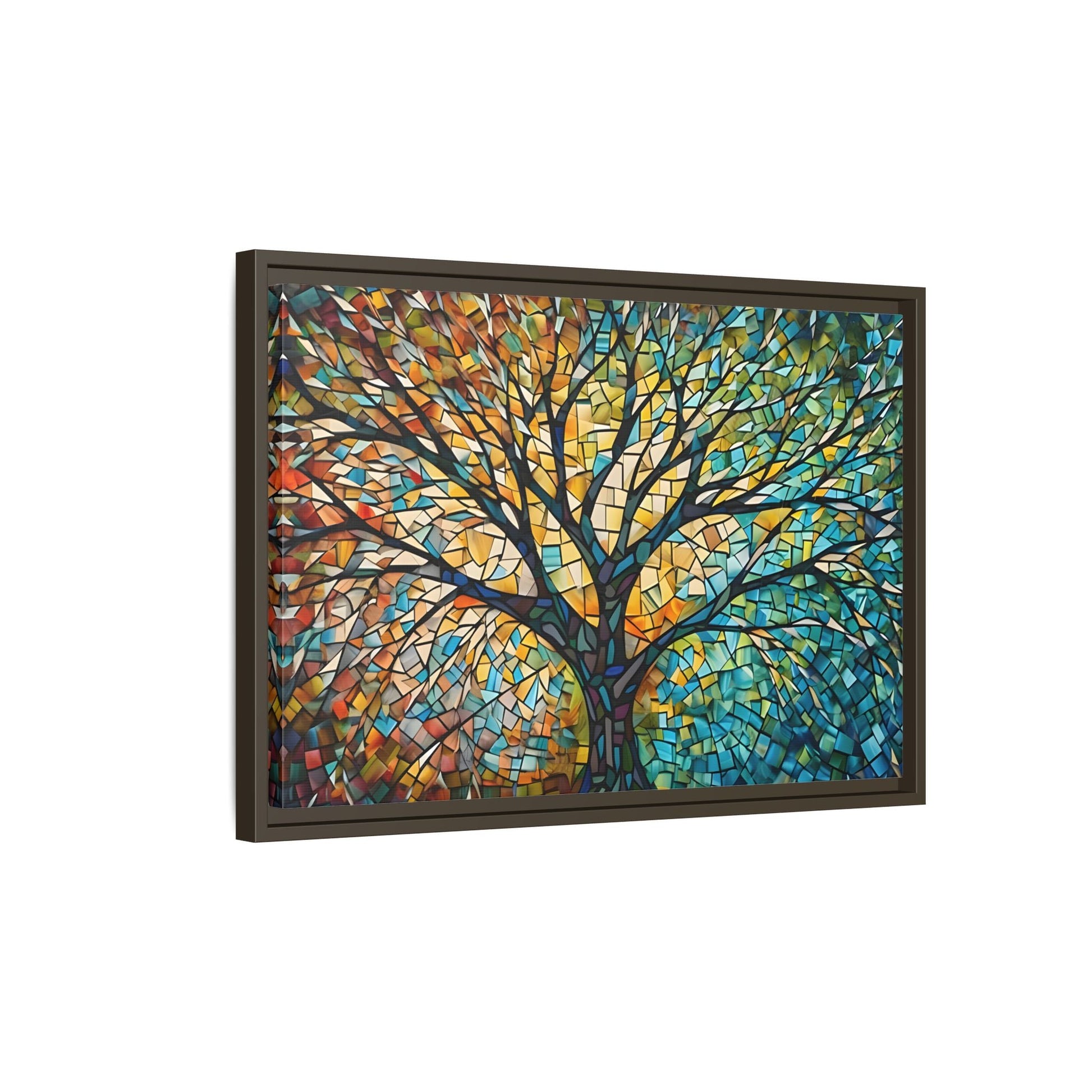 Colorful Tree of Life Large Framed Mosaic Canvas Wall Art