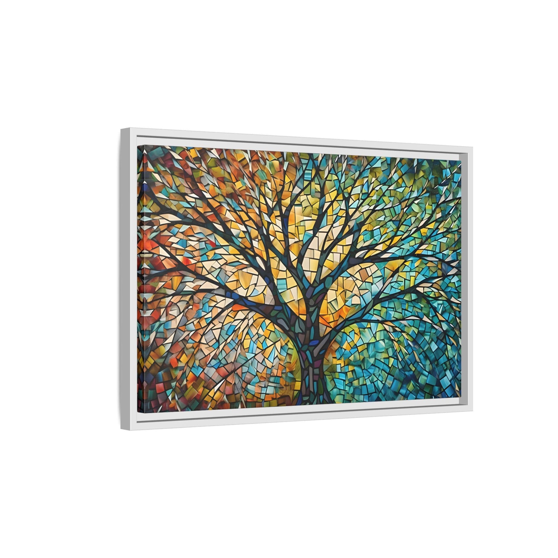 Colorful Tree of Life Large Framed Mosaic Canvas Wall Art