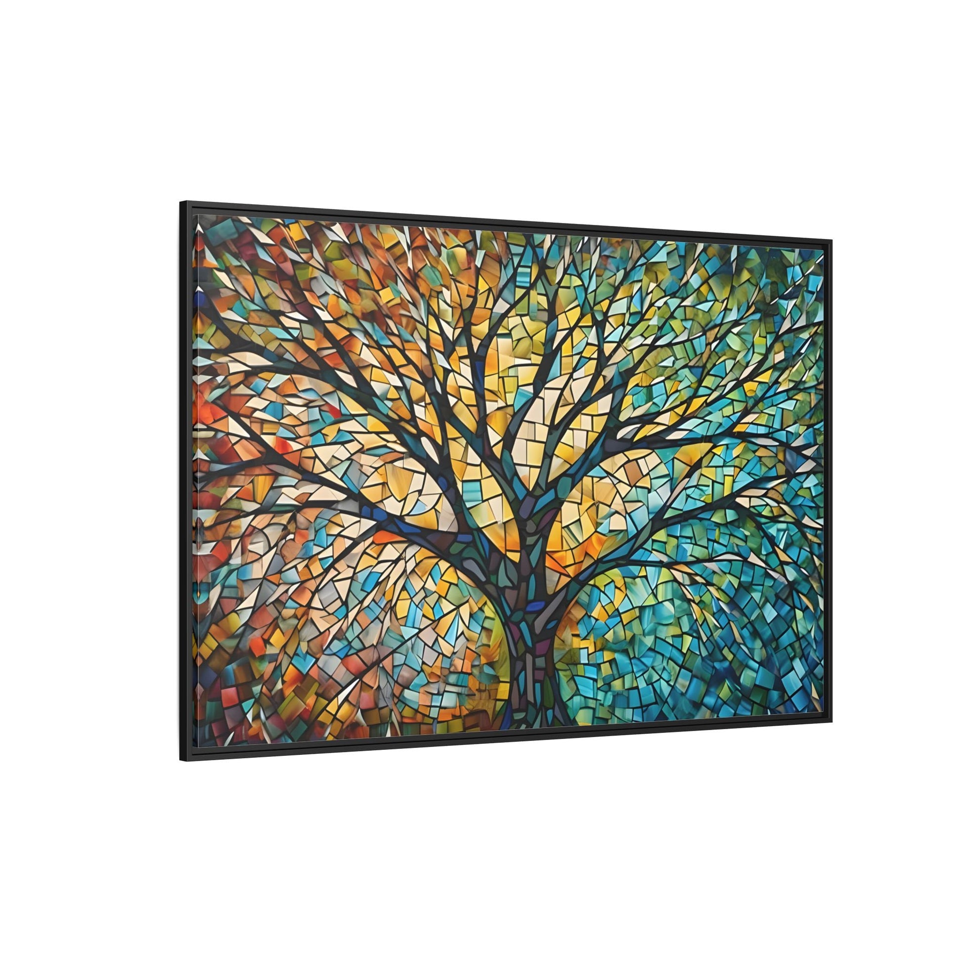 Colorful Tree of Life Large Framed Mosaic Canvas Wall Art