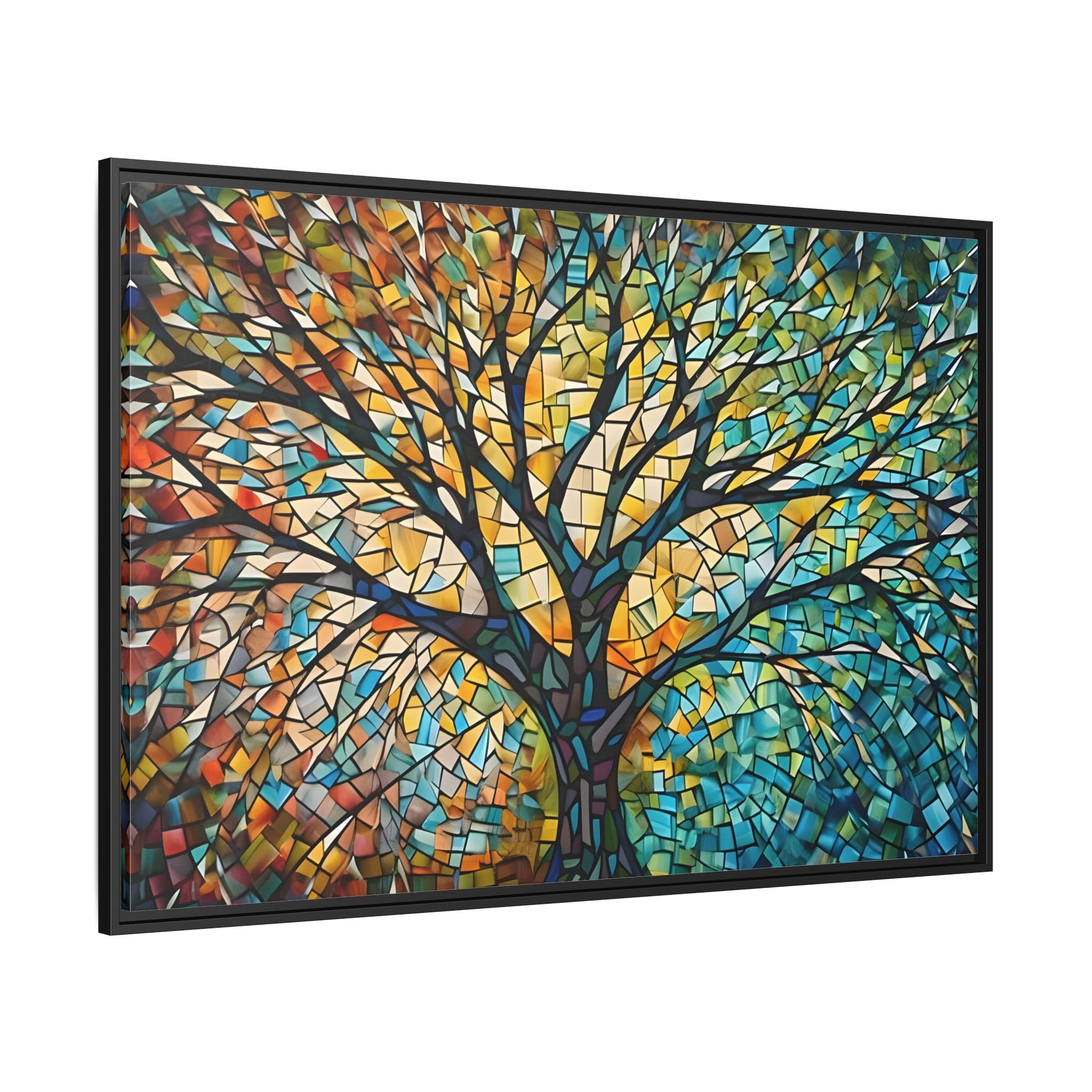 Colorful Tree of Life Large Framed Mosaic Canvas Wall Art