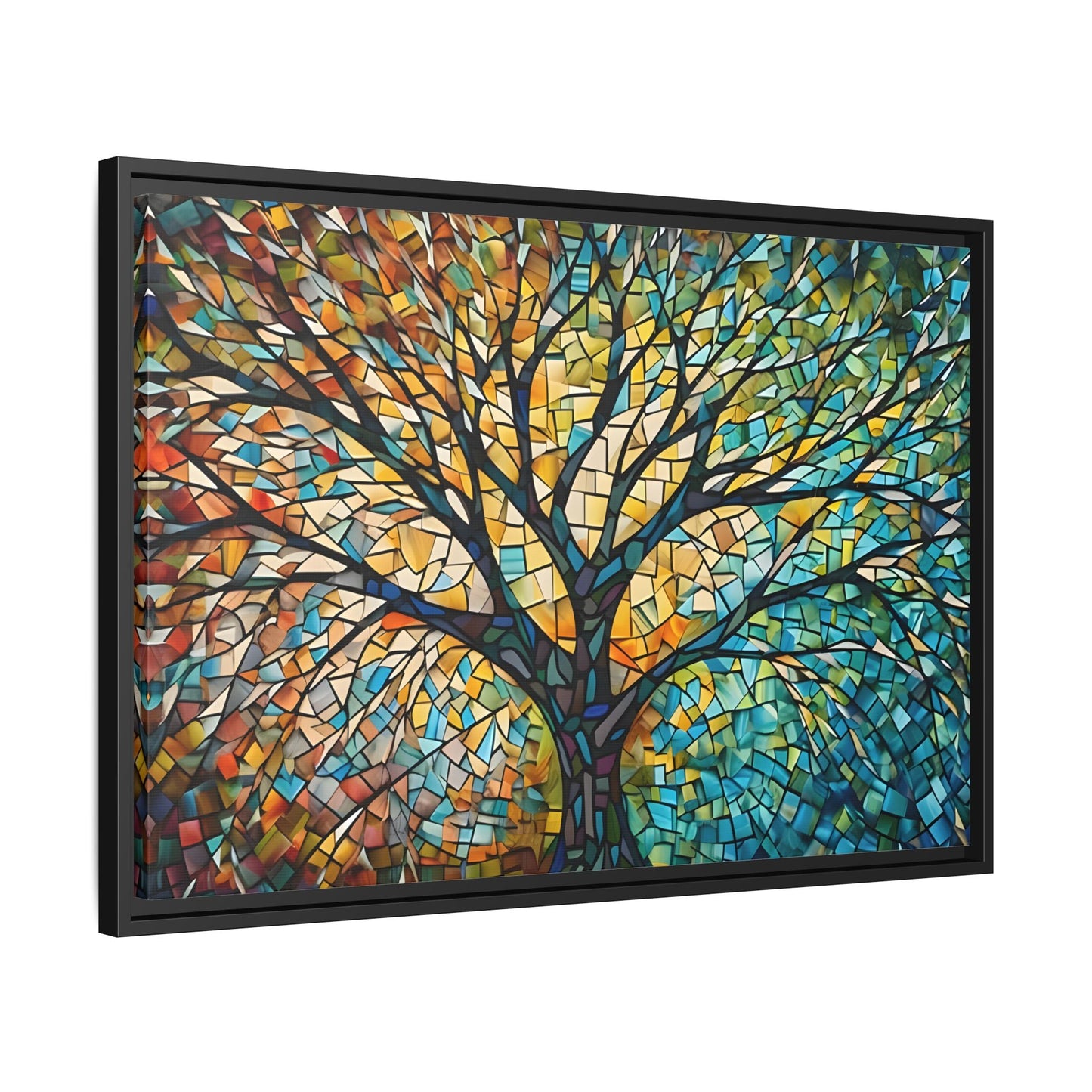Colorful Tree of Life Large Framed Mosaic Canvas Wall Art
