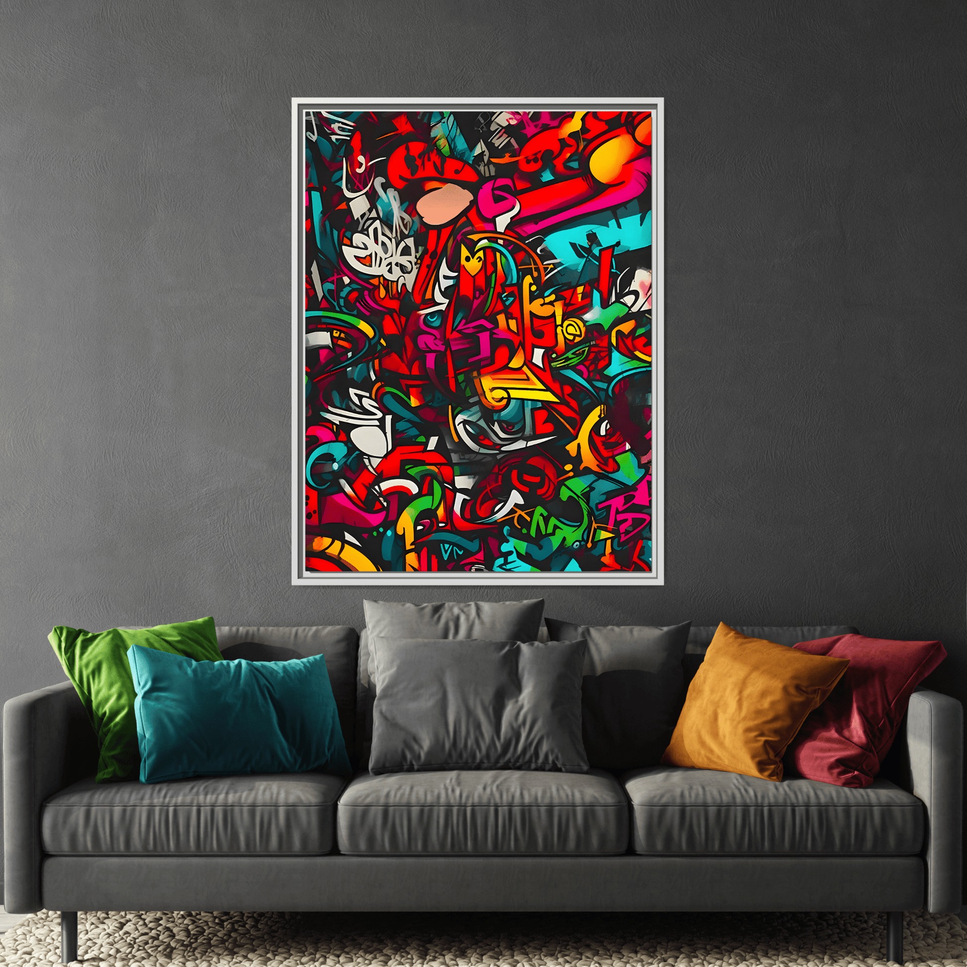 Colorful Urban Graffiti Canvas Art - Framed Wall Decor