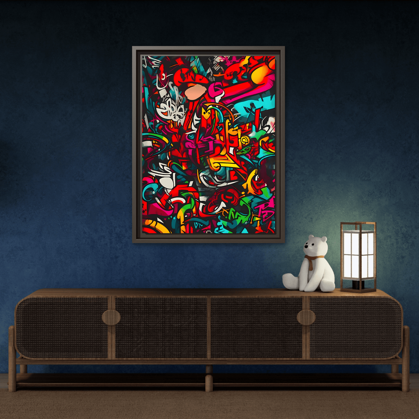 Colorful Urban Graffiti Canvas Art - Framed Wall Decor