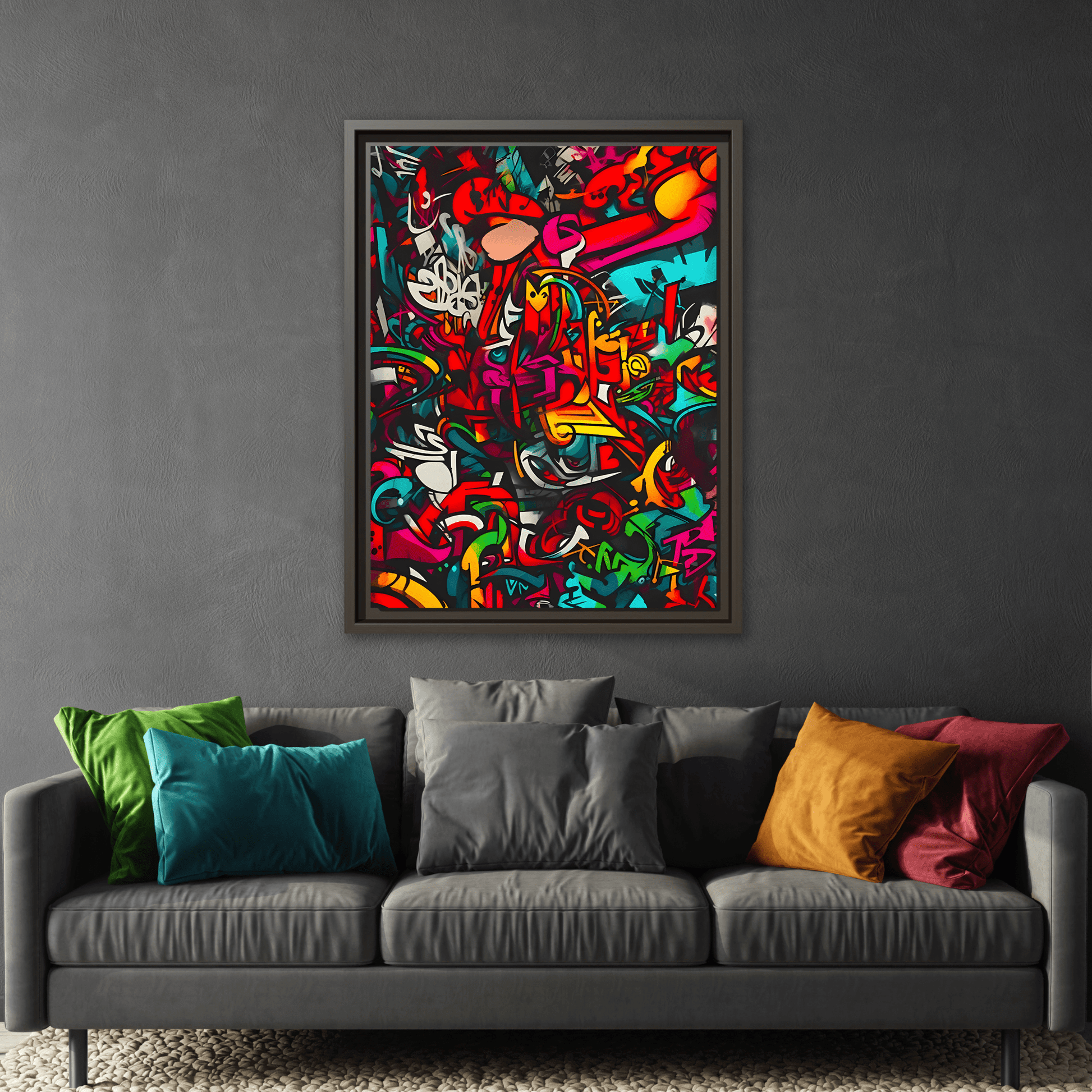 Colorful Urban Graffiti Canvas Art - Framed Wall Decor