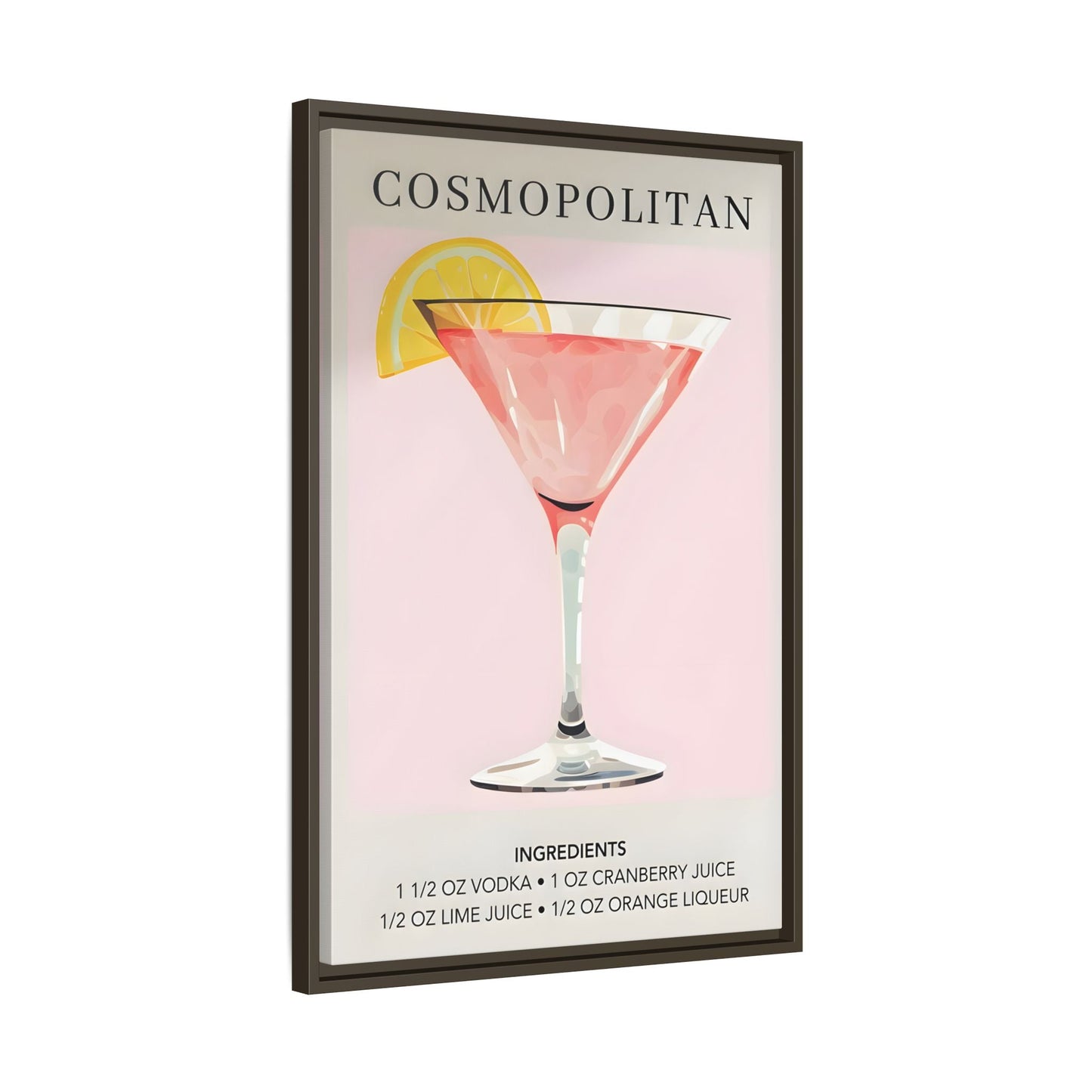 Cosmopolitan Cocktail Recipe Canvas Print - Stylish Framed Wall Art for Home Bar Decor