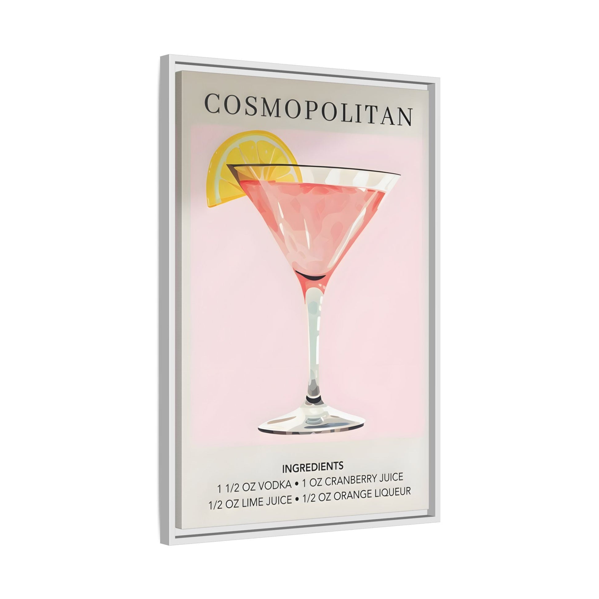 Cosmopolitan Cocktail Recipe Canvas Print - Stylish Framed Wall Art for Home Bar Decor