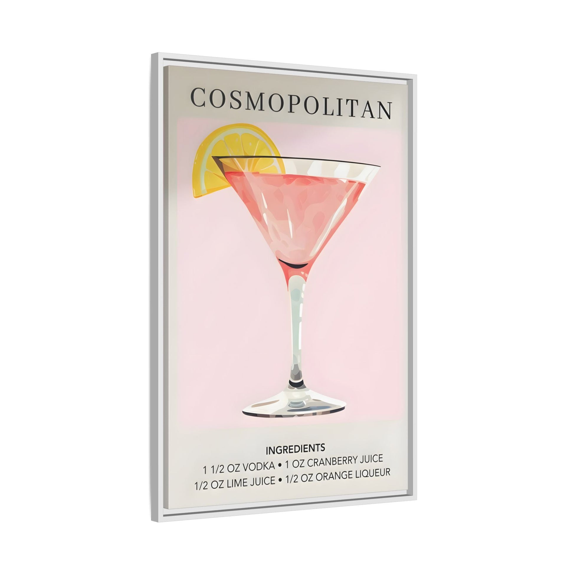 Cosmopolitan Cocktail Recipe Canvas Print - Stylish Framed Wall Art for Home Bar Decor