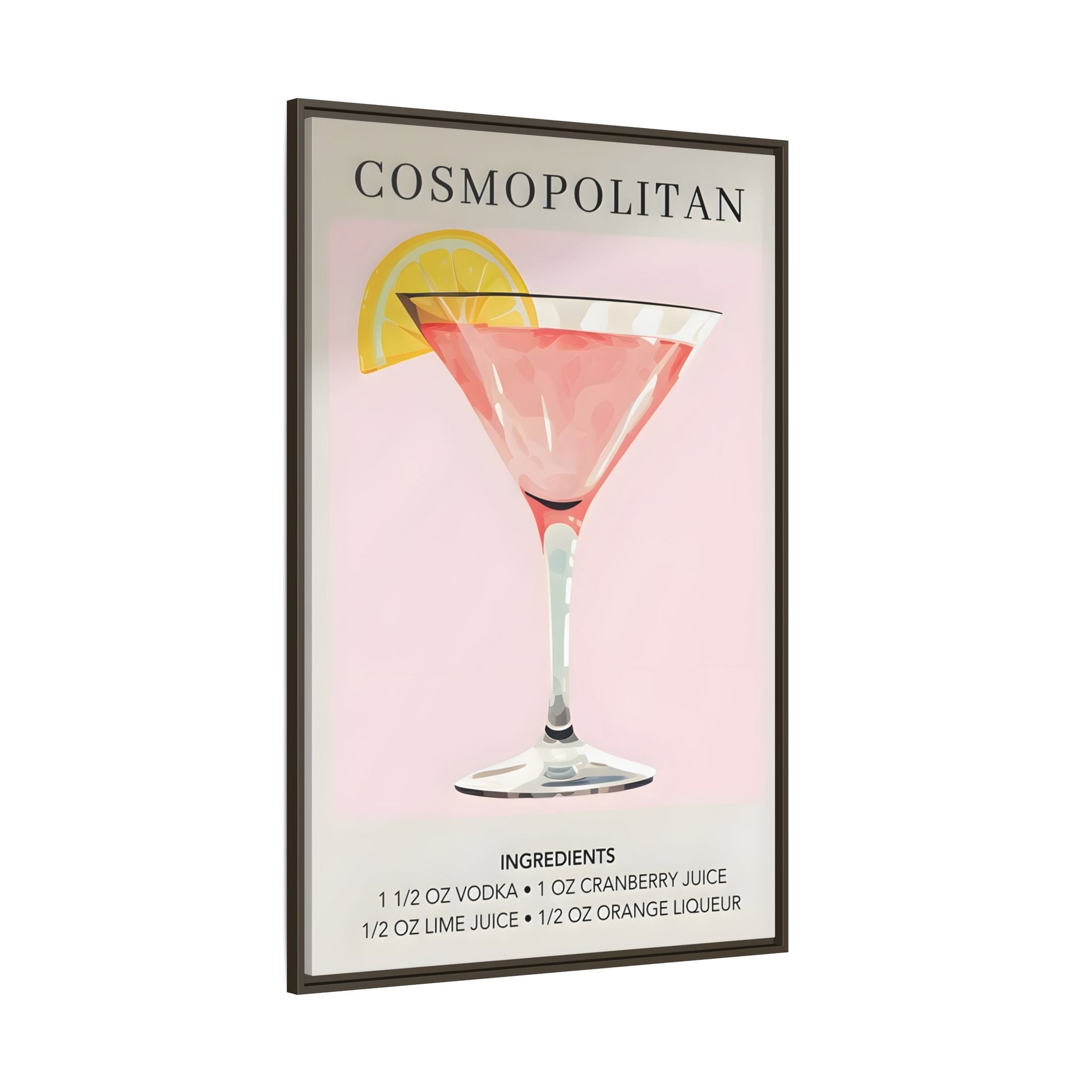 Cosmopolitan Cocktail Recipe Canvas Print - Stylish Framed Wall Art for Home Bar Decor