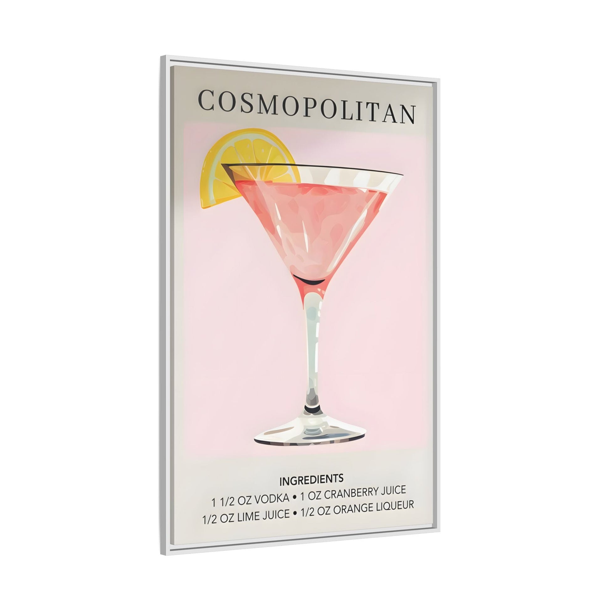 Cosmopolitan Cocktail Recipe Canvas Print - Stylish Framed Wall Art for Home Bar Decor