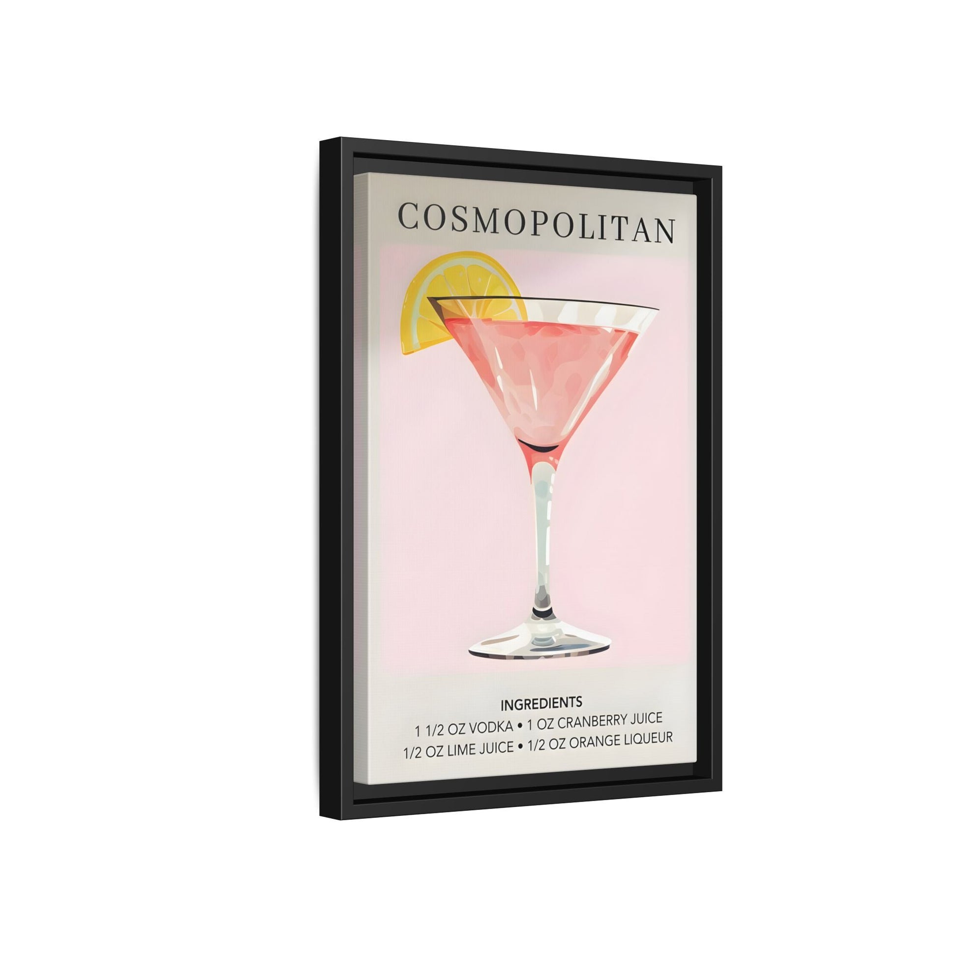 Cosmopolitan Cocktail Recipe Canvas Print - Stylish Framed Wall Art for Home Bar Decor