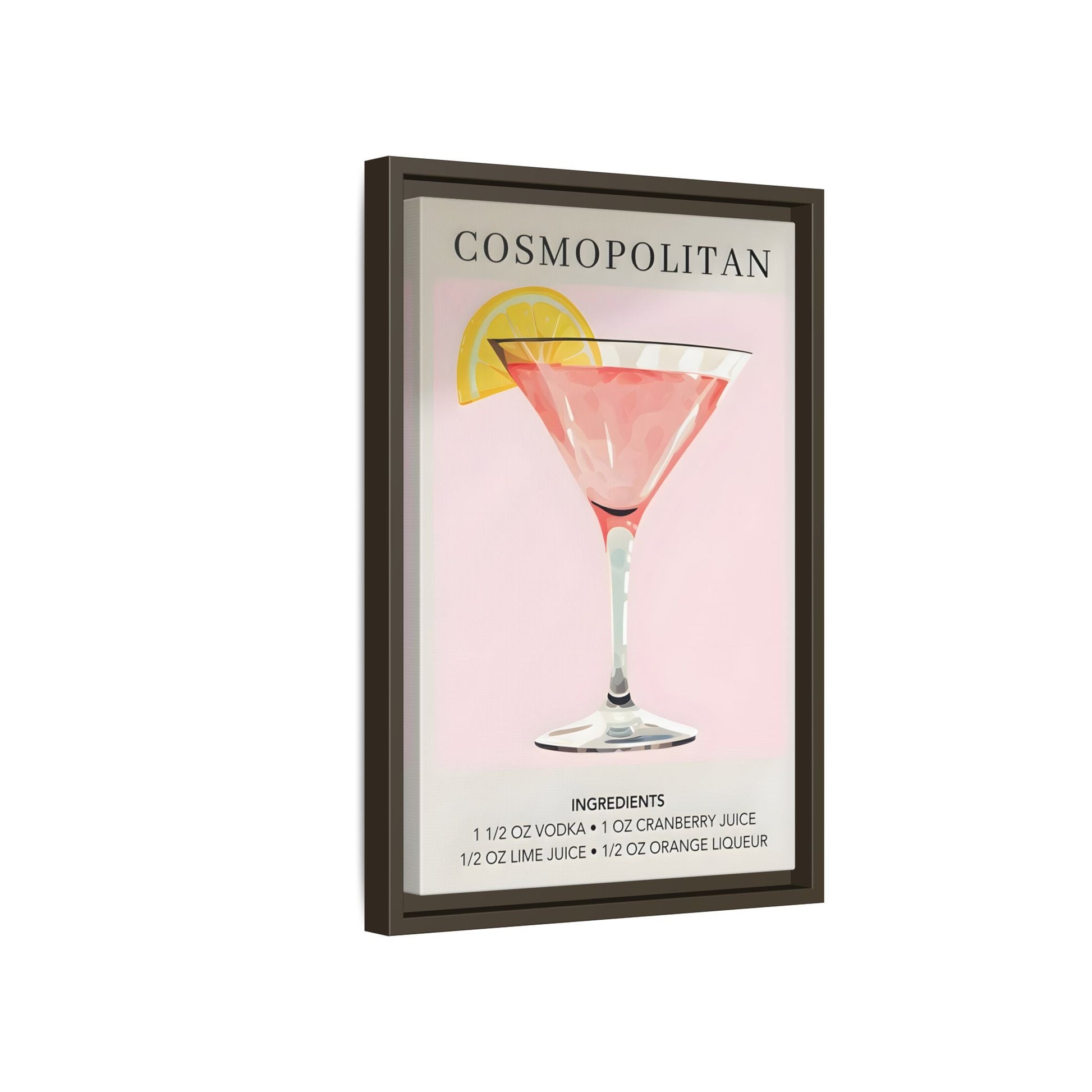 Cosmopolitan Cocktail Recipe Canvas Print - Stylish Framed Wall Art for Home Bar Decor