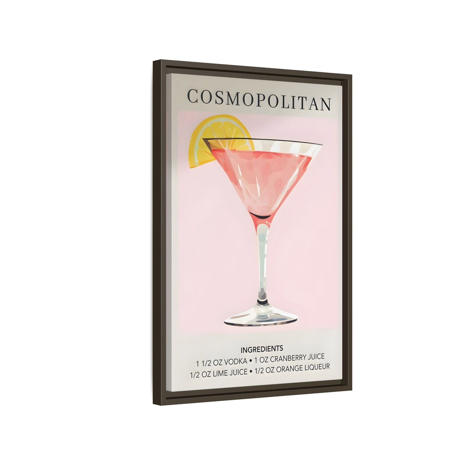 Cosmopolitan Cocktail Recipe Canvas Print - Stylish Framed Wall Art for Home Bar Decor