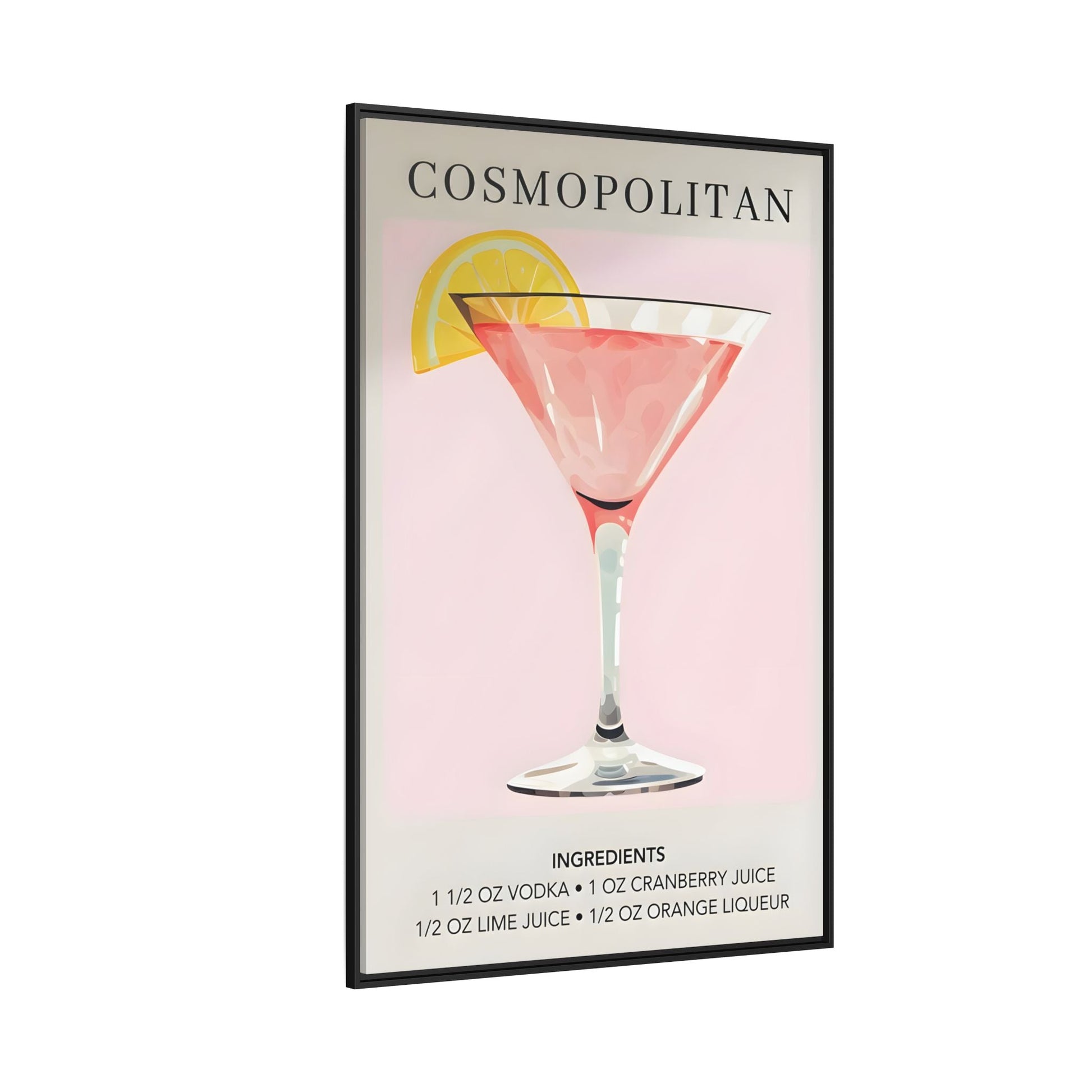 Cosmopolitan Cocktail Recipe Canvas Print - Stylish Framed Wall Art for Home Bar Decor