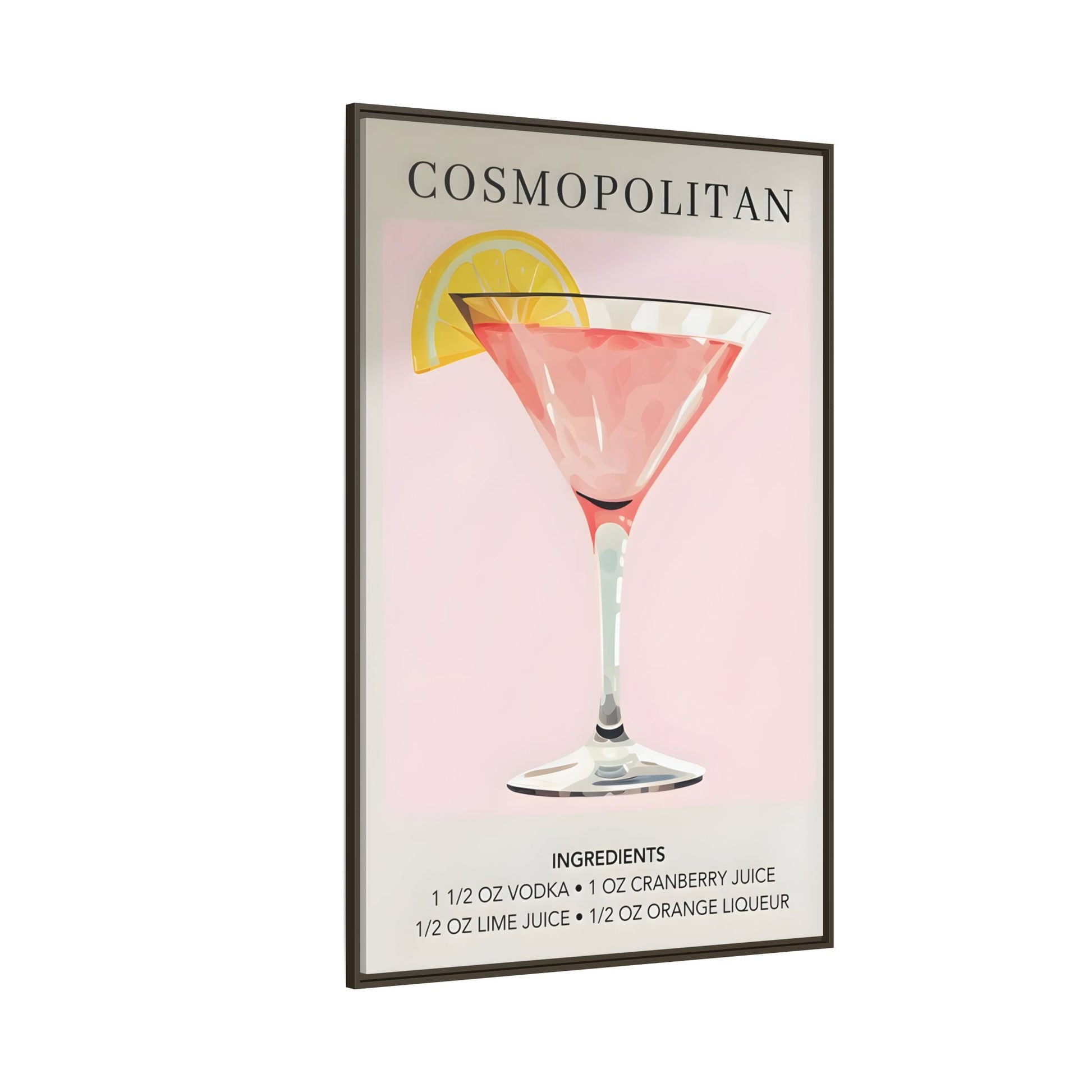 Cosmopolitan Cocktail Recipe Canvas Print - Stylish Framed Wall Art for Home Bar Decor