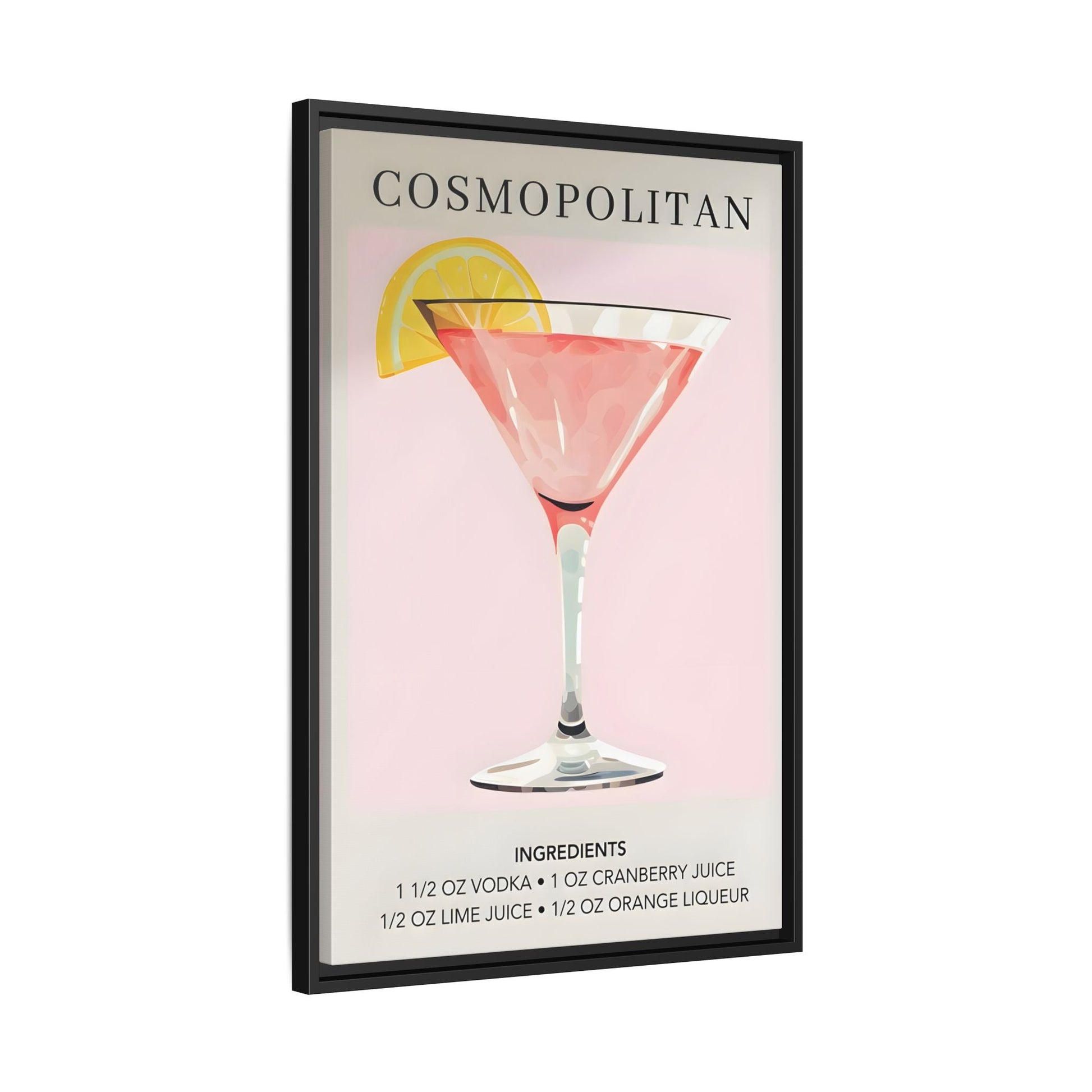 Cosmopolitan Cocktail Recipe Canvas Print - Stylish Framed Wall Art for Home Bar Decor