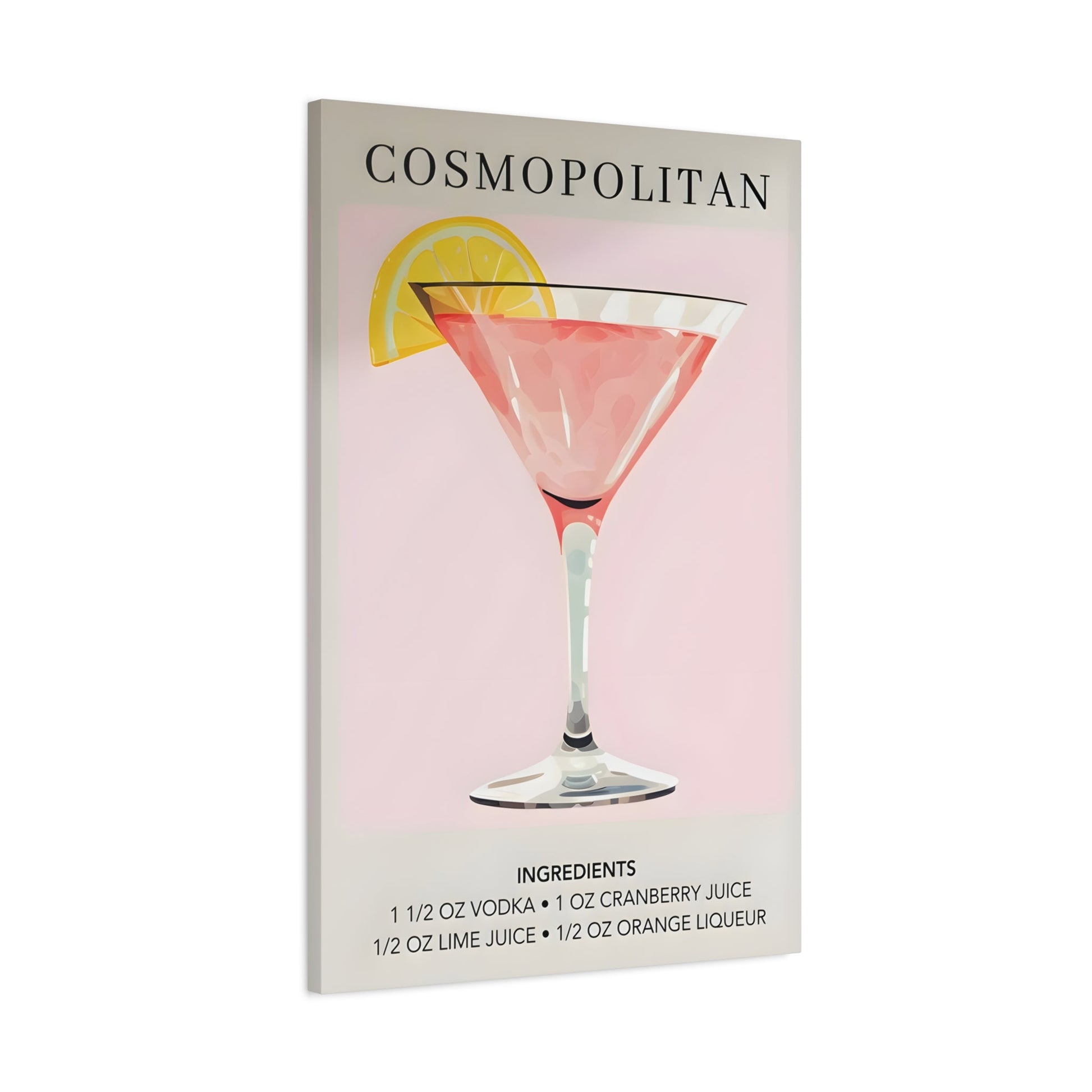 Cosmopolitan Cocktail Recipe Canvas Wall Art - Alcohol Kitchen Bar Decor