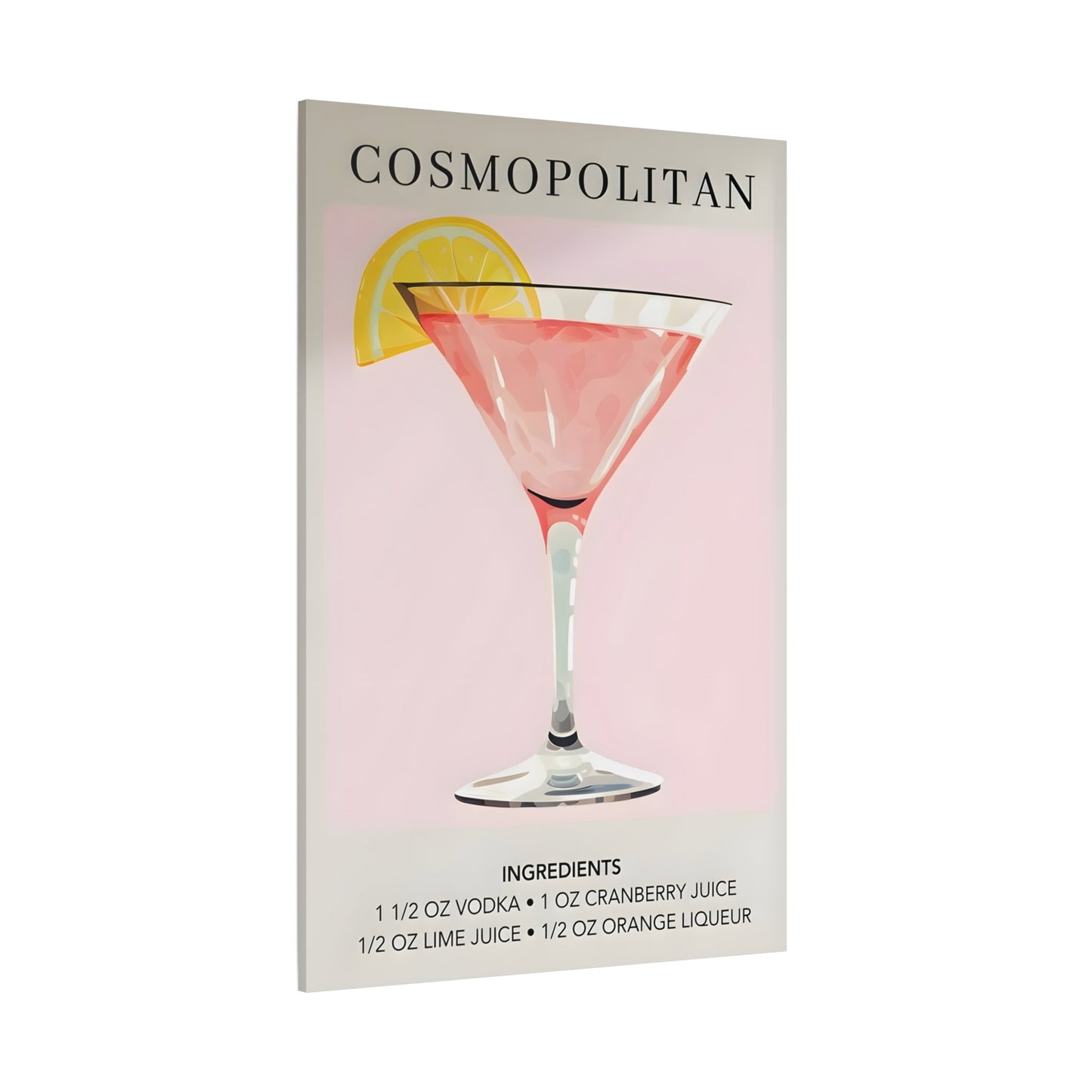 Cosmopolitan Cocktail Recipe Canvas Wall Art - Alcohol Kitchen Bar Decor
