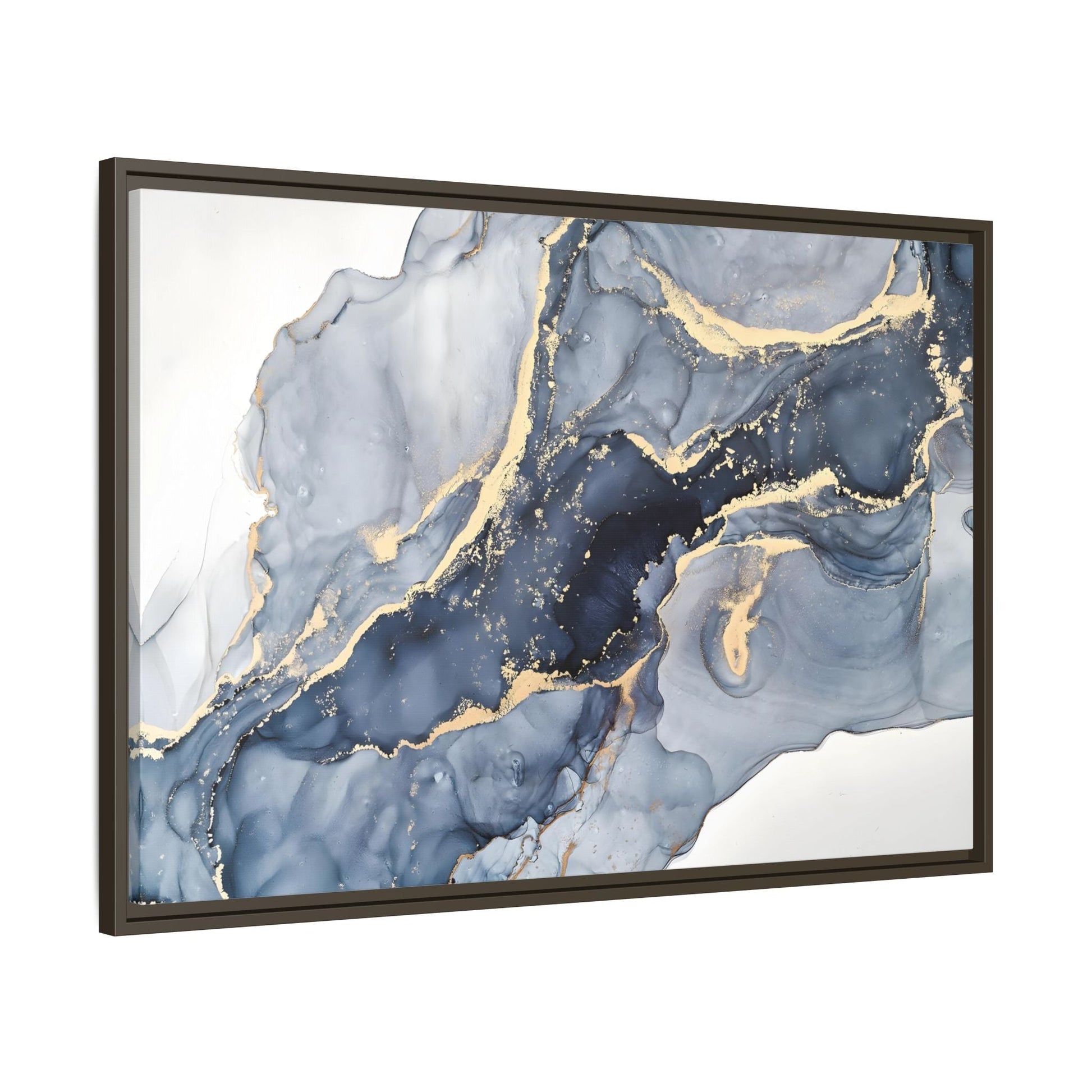 Cream Blue Marble Canvas Prints - Abstract Large Gold Home Wall Art