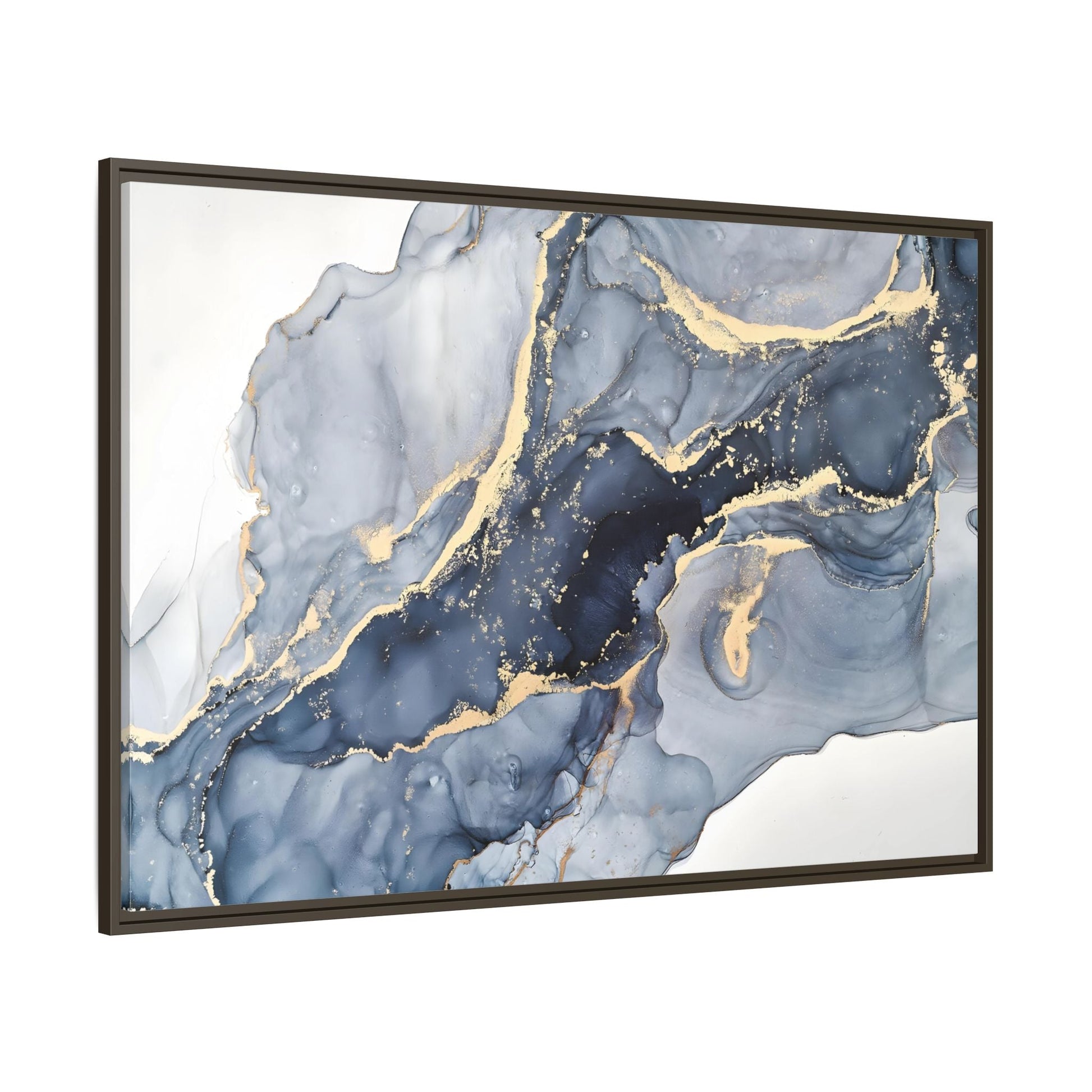 Cream Blue Marble Canvas Prints - Abstract Large Gold Home Wall Art
