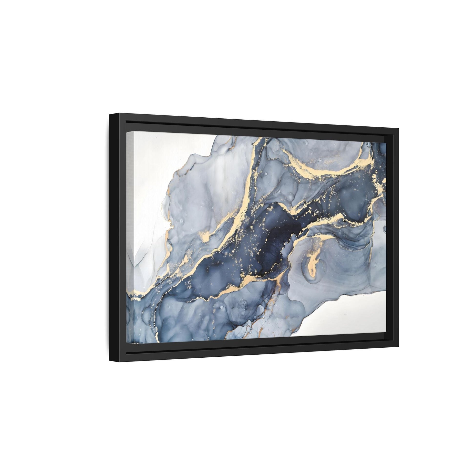 Cream Blue Marble Canvas Prints - Abstract Large Gold Home Wall Art