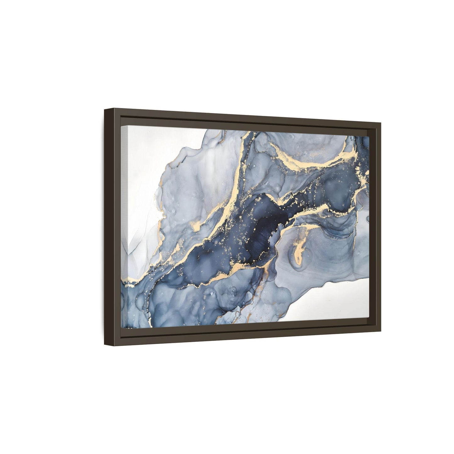 Cream Blue Marble Canvas Prints - Abstract Large Gold Home Wall Art