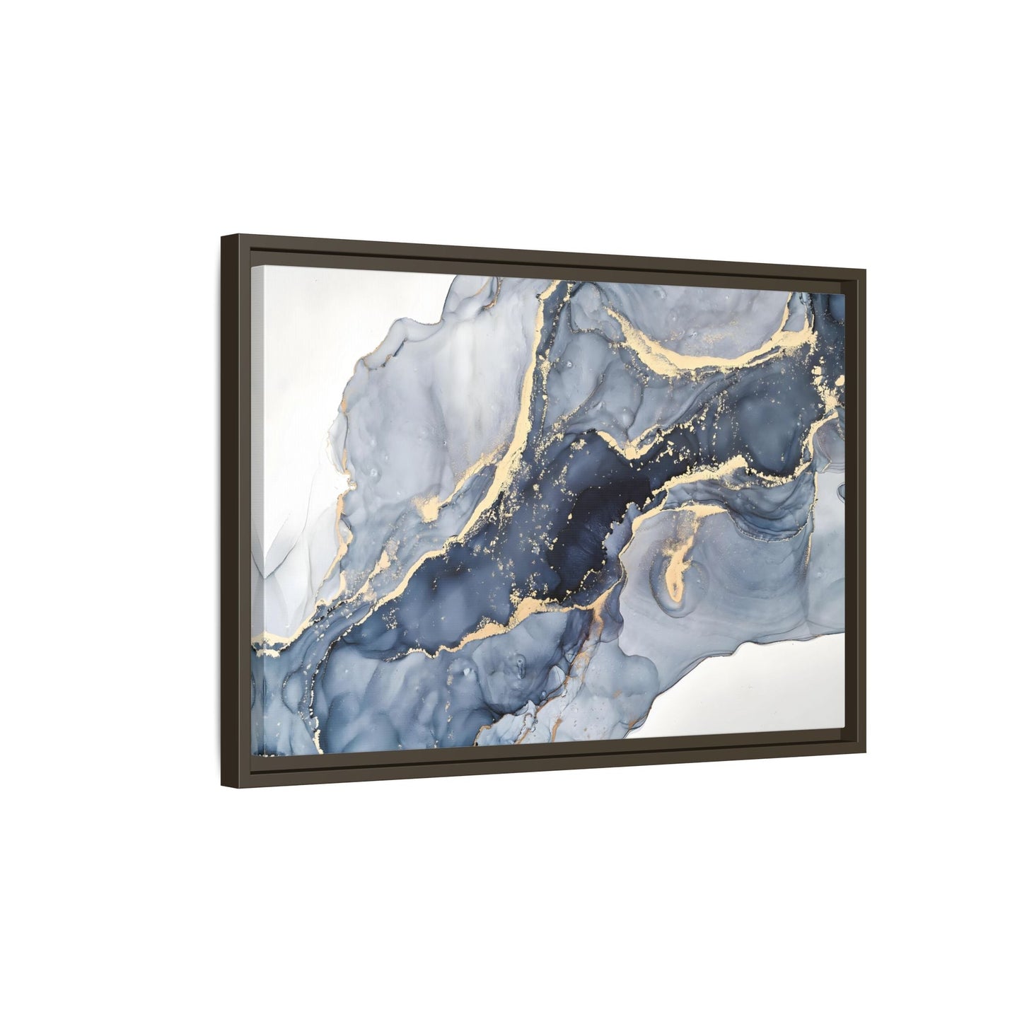 Cream Blue Marble Canvas Prints - Abstract Large Gold Home Wall Art