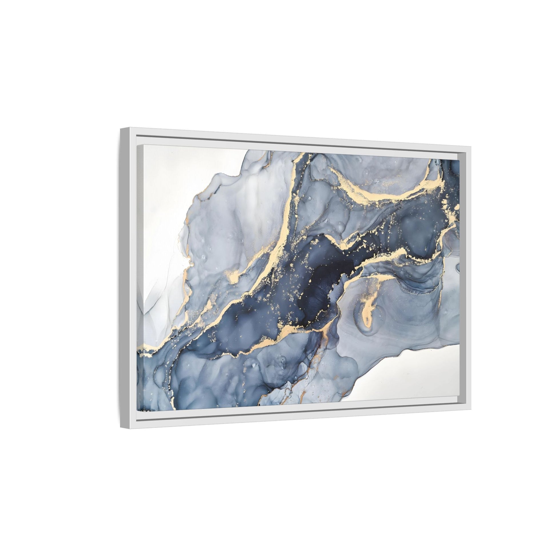 Cream Blue Marble Canvas Prints - Abstract Large Gold Home Wall Art