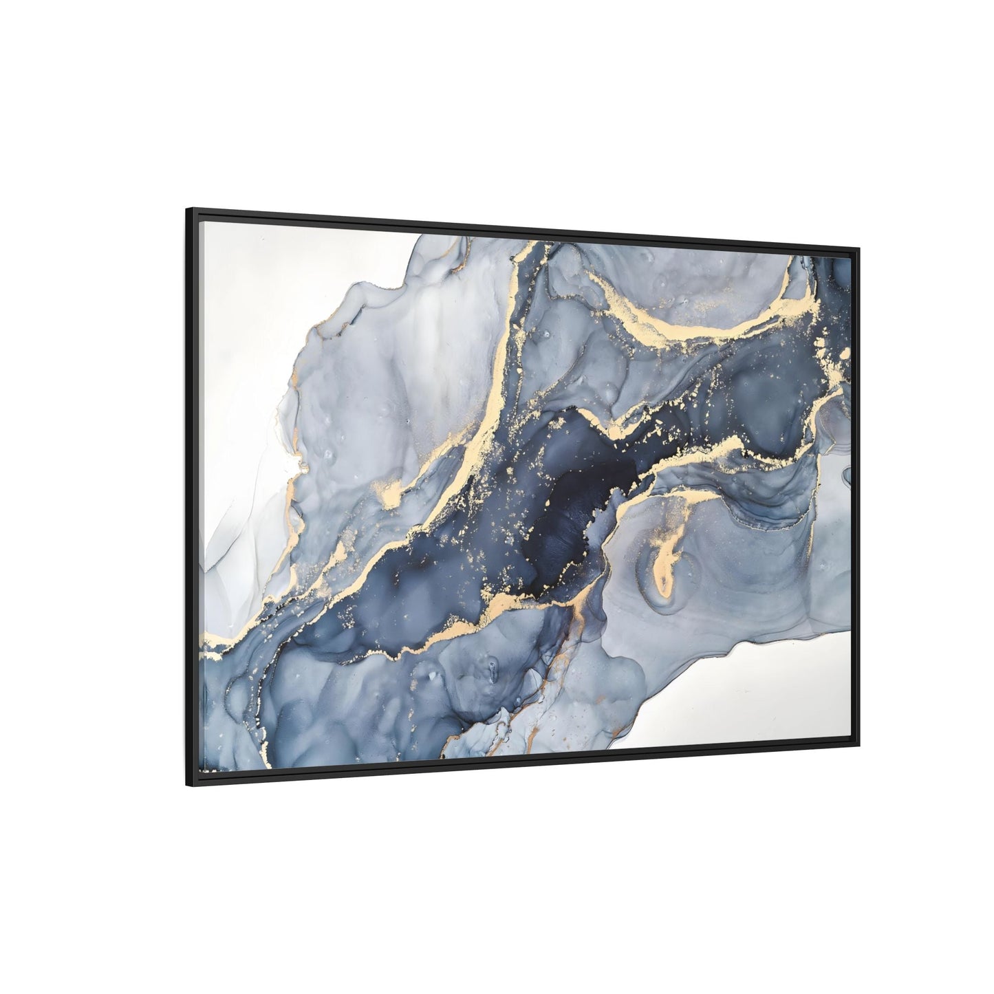 Cream Blue Marble Canvas Prints - Abstract Large Gold Home Wall Art