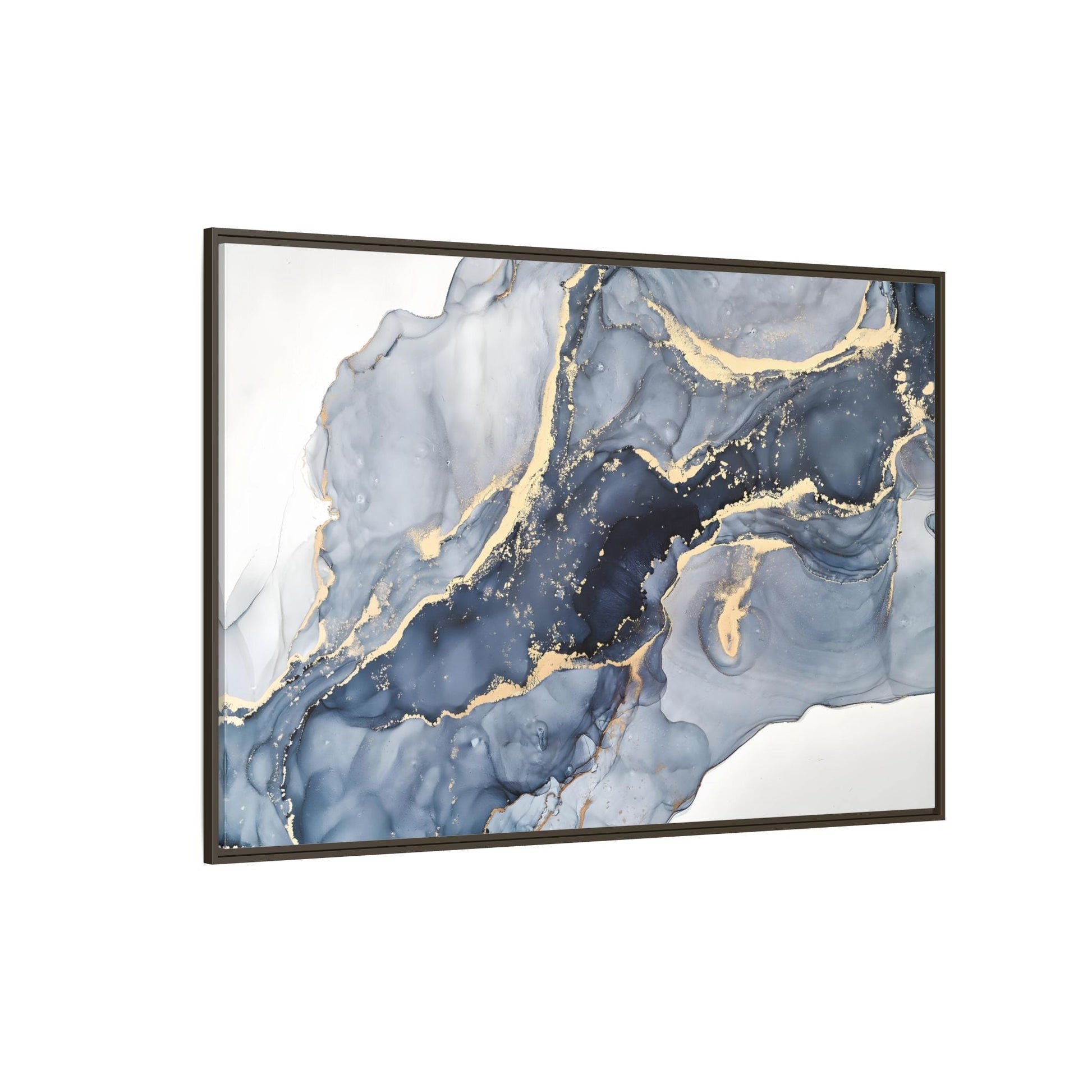 Cream Blue Marble Canvas Prints - Abstract Large Gold Home Wall Art