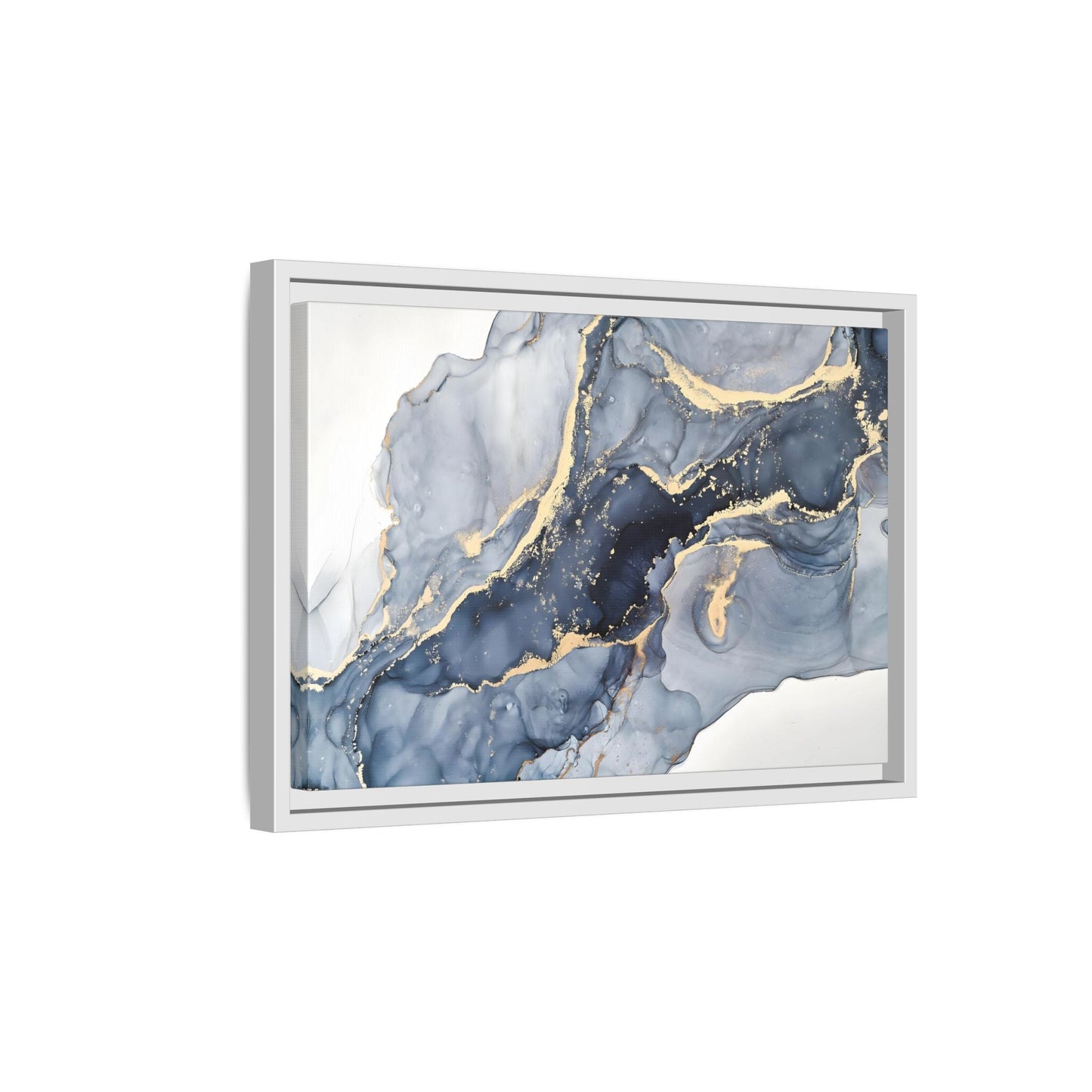 Cream Blue Marble Canvas Prints - Abstract Large Gold Home Wall Art