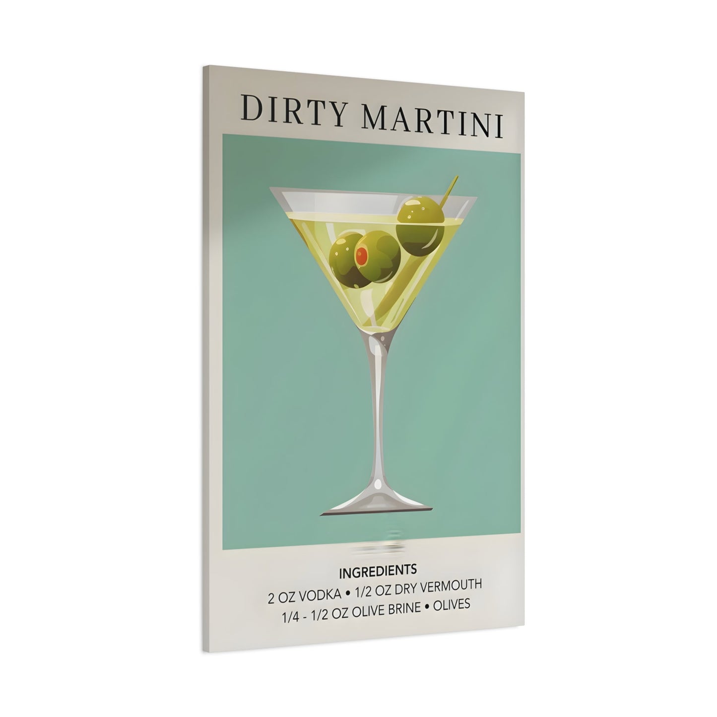 Dirty Martini Canvas Bar Retro Print - Cocktail Alcohol Drink Wall Art