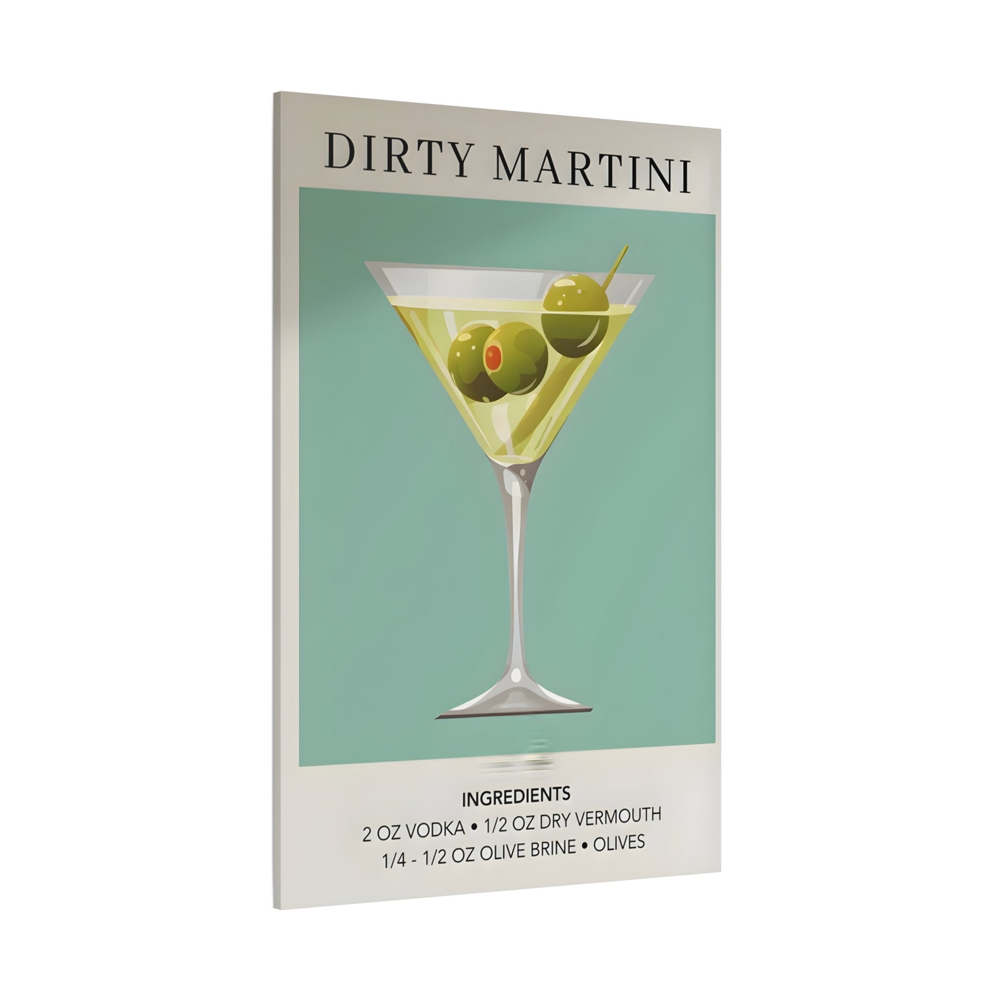 Dirty Martini Canvas Bar Retro Print - Cocktail Alcohol Drink Wall Art