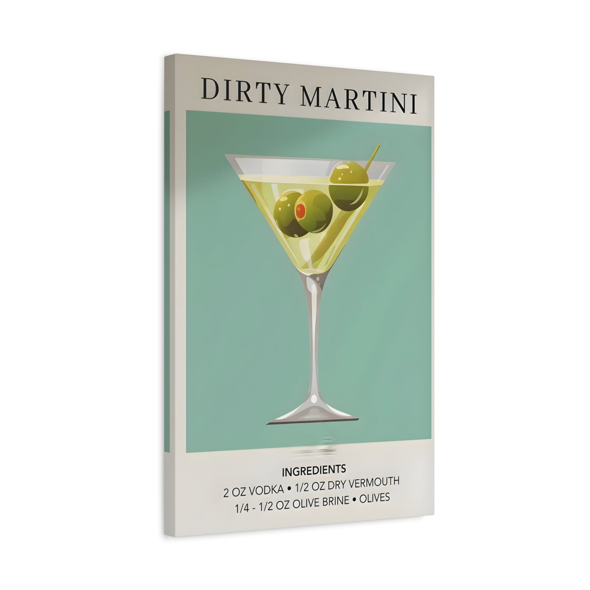 Dirty Martini Canvas Bar Retro Print - Cocktail Alcohol Drink Wall Art
