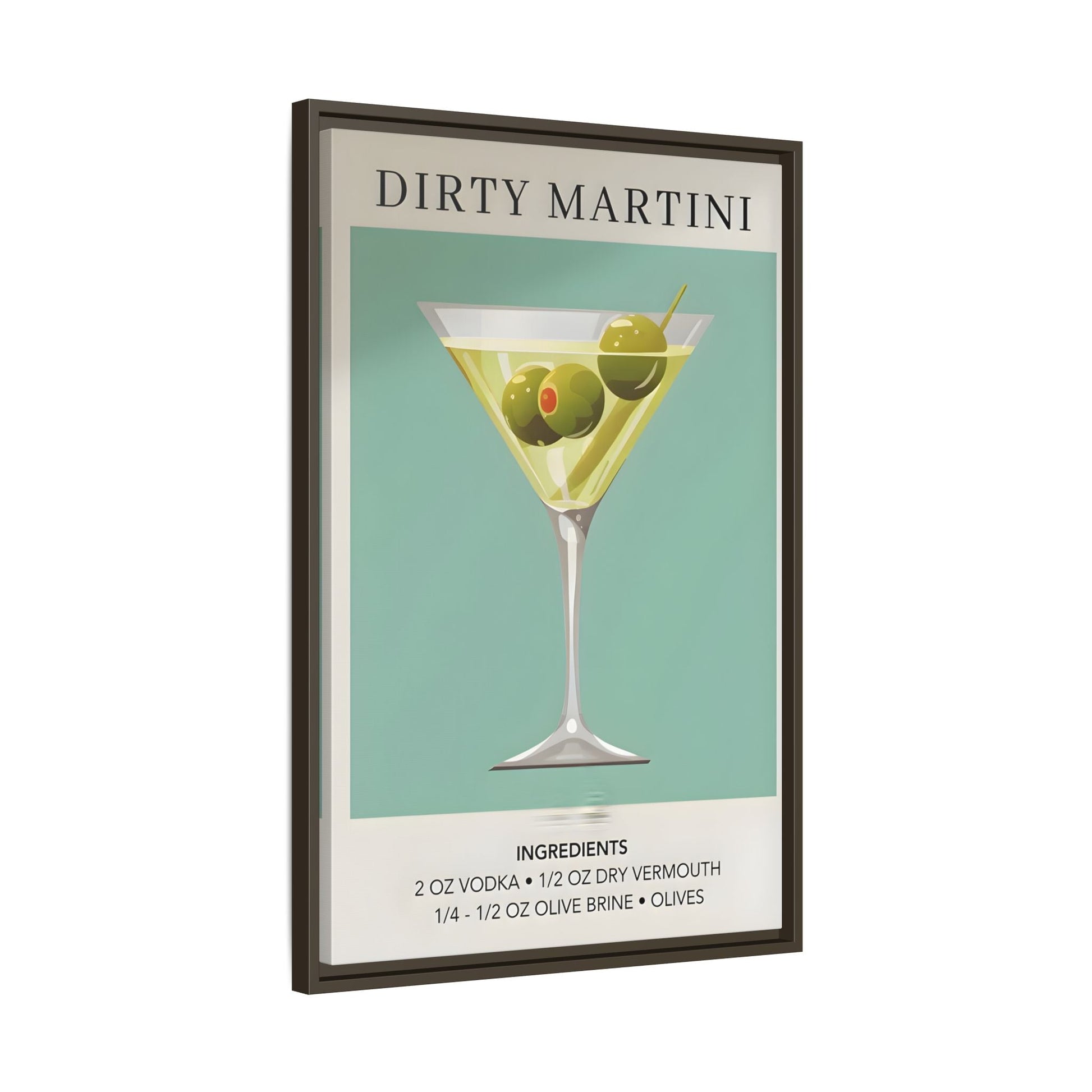 Dirty Martini Recipe Canvas Print - Framed Wall Art for Cocktail Lovers
