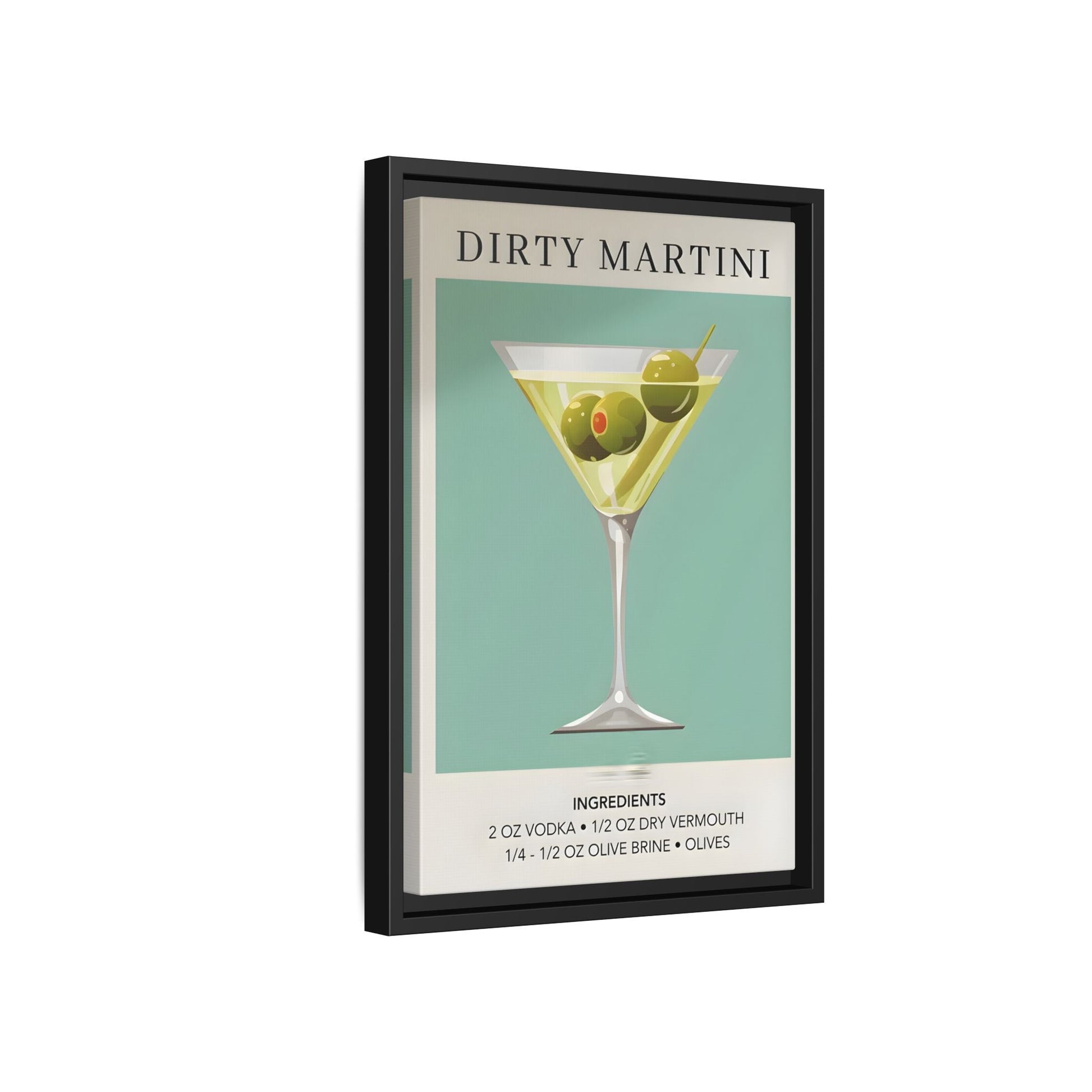 Dirty Martini Recipe Canvas Print - Framed Wall Art for Cocktail Lovers