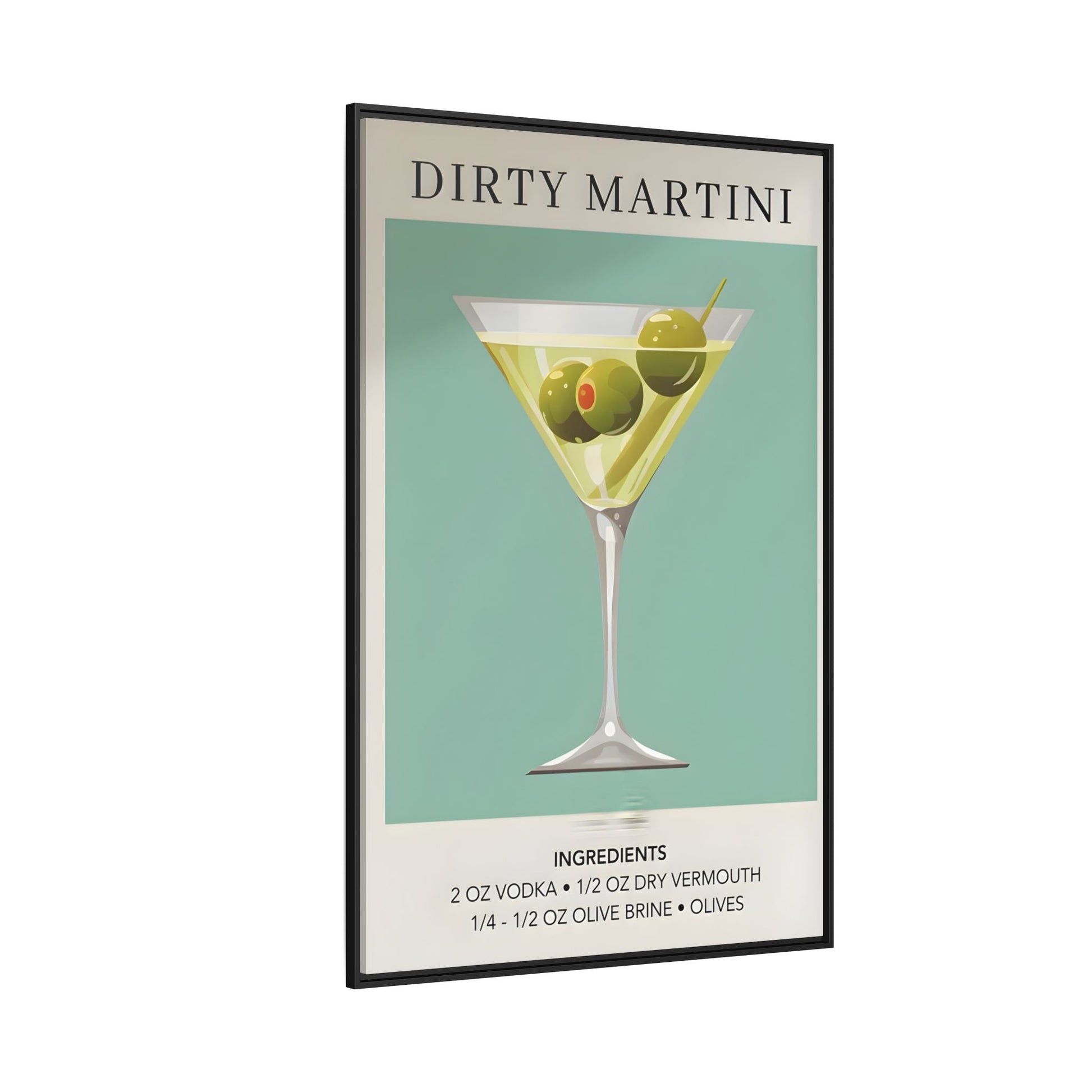 Dirty Martini Recipe Canvas Print - Framed Wall Art for Cocktail Lovers