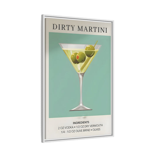Dirty Martini Recipe Canvas Print - Framed Wall Art for Cocktail Lovers