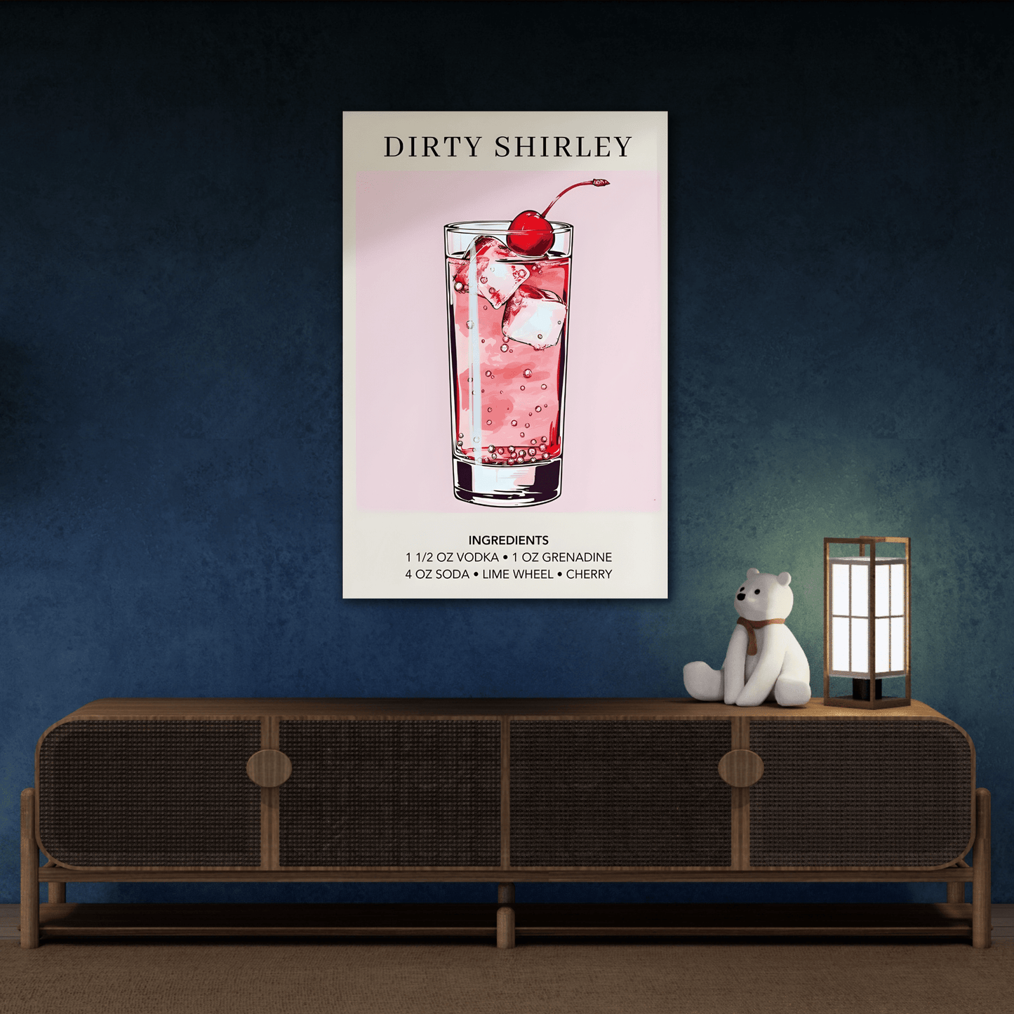 Dirty Shirley Canvas Wall Art - Cocktail Wedding Sophisticated Drink