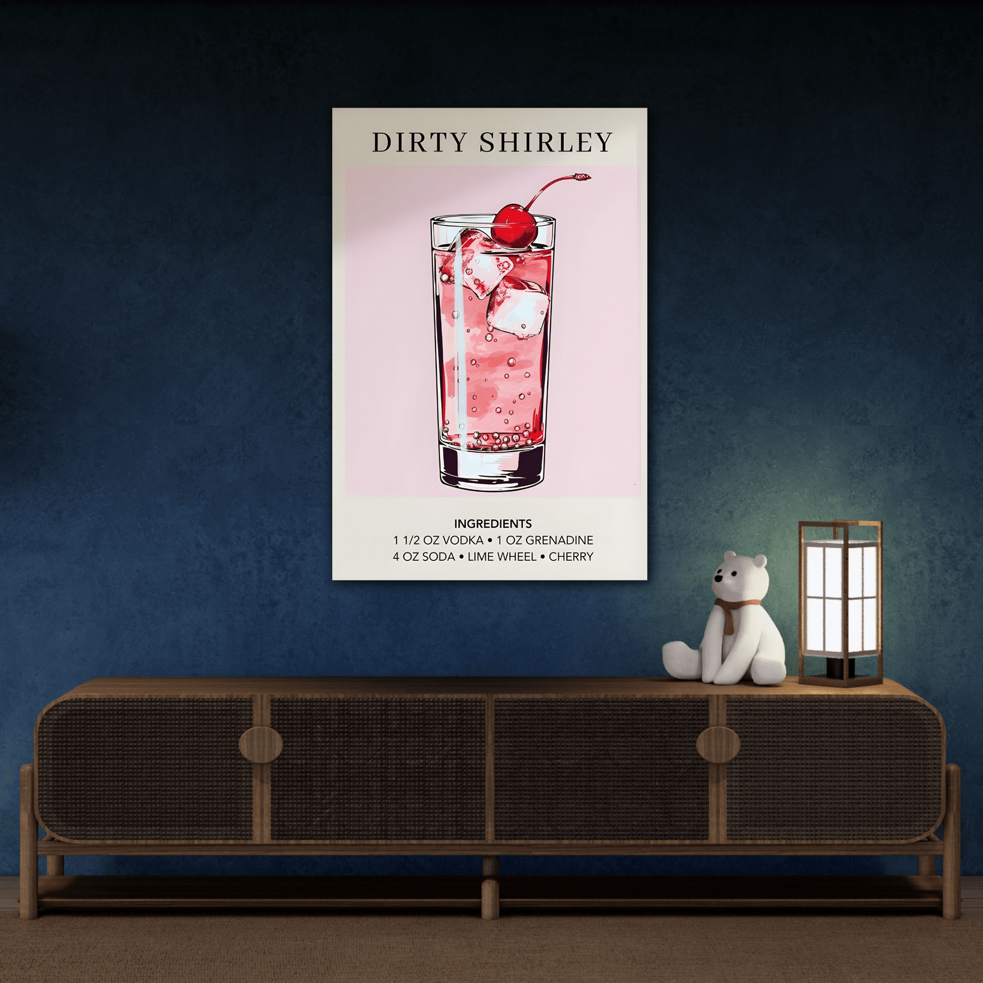 Dirty Shirley Canvas Wall Art - Cocktail Wedding Sophisticated Drink