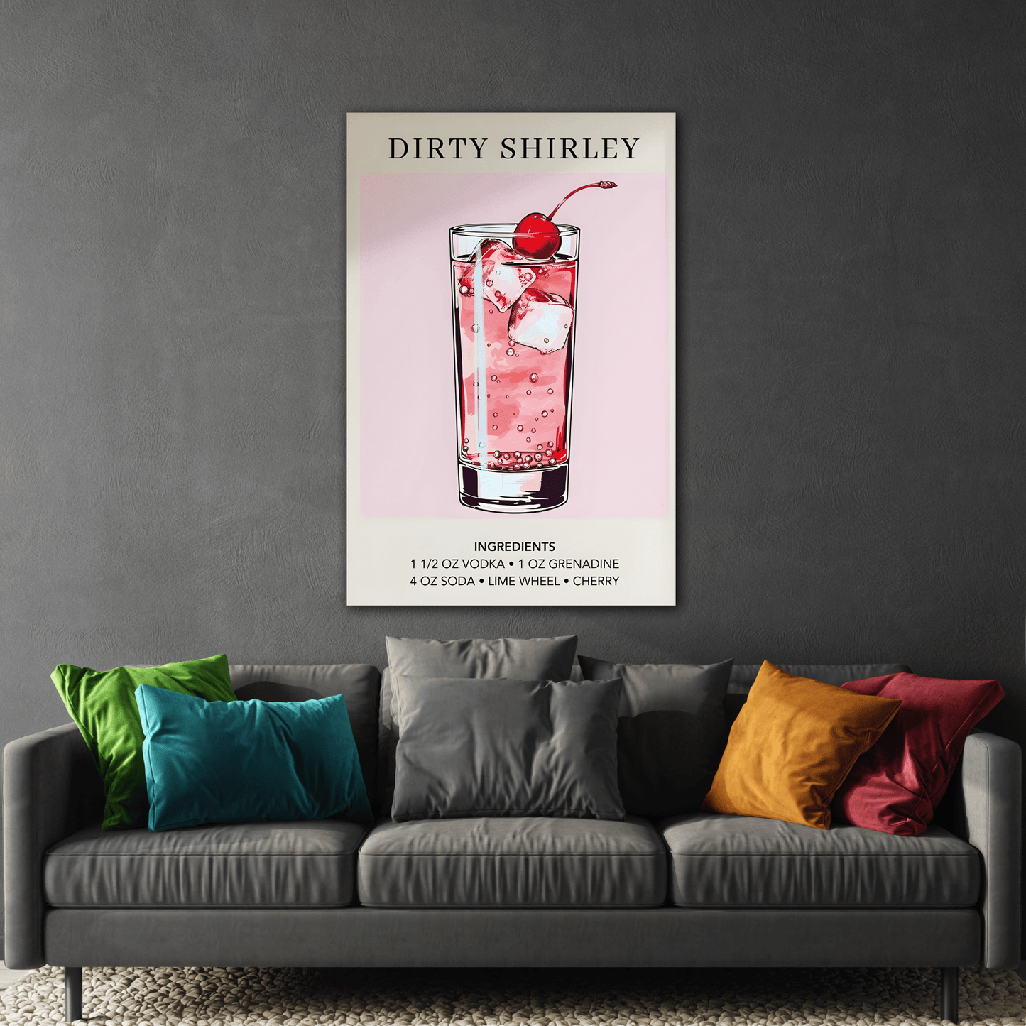 Dirty Shirley Canvas Wall Art - Cocktail Wedding Sophisticated Drink