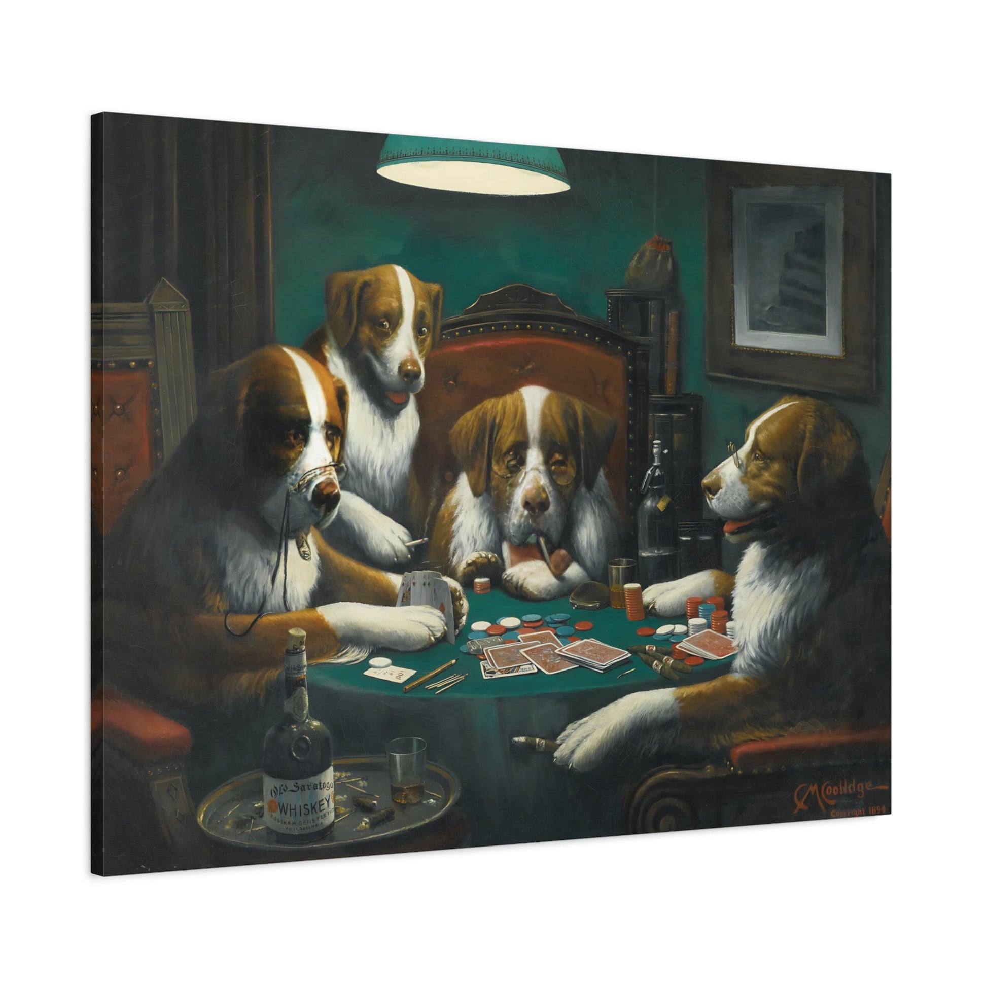 Dogs Playing Poker Canvas Wall Art Print - Cassius Marcellus Coolidge