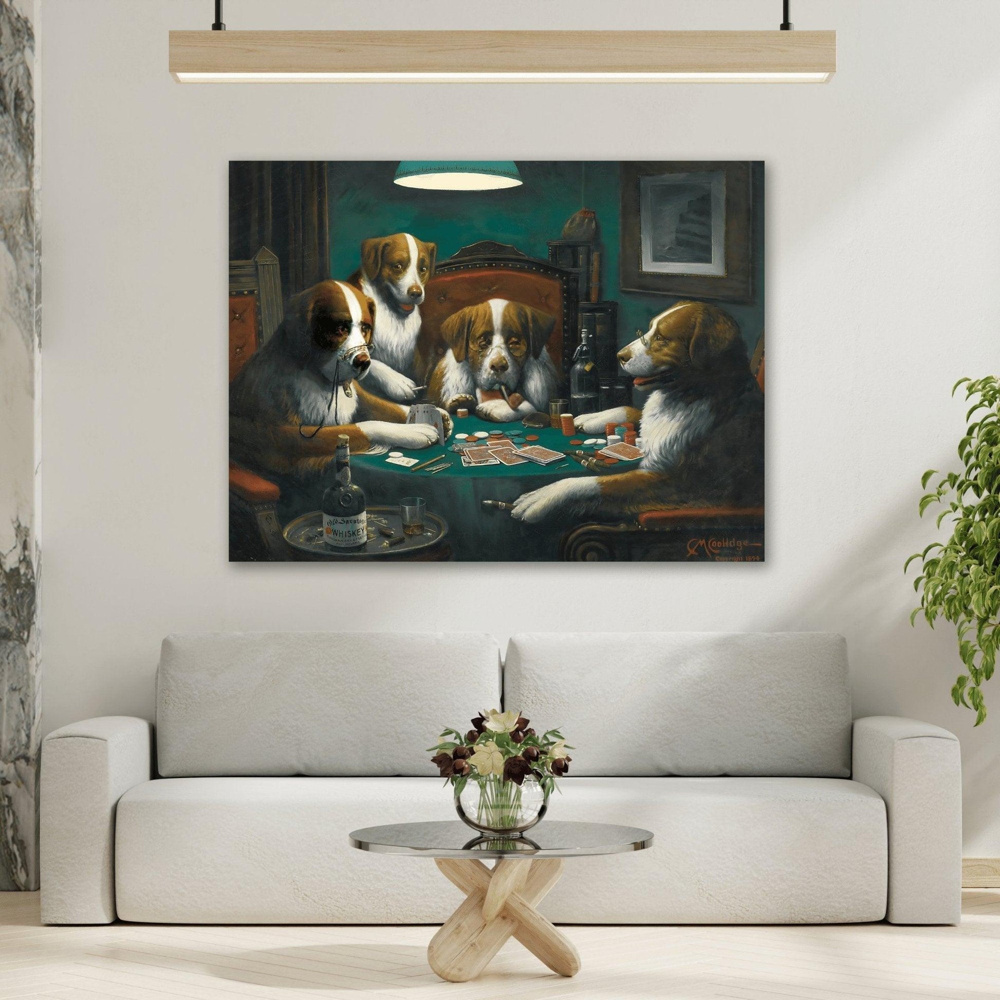 Dogs Playing Poker Canvas Wall Art Print - Cassius Marcellus Coolidge