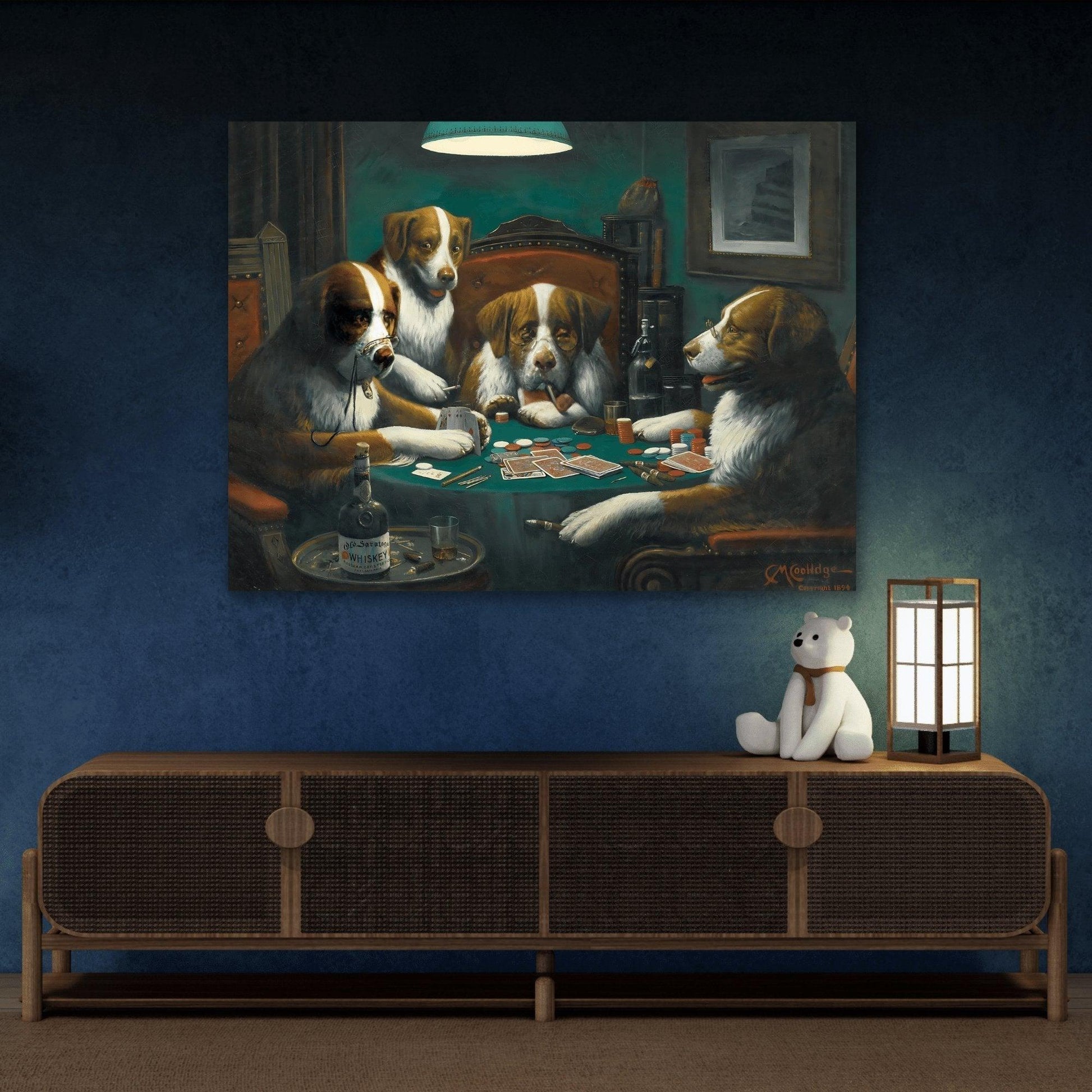 Dogs Playing Poker Canvas Wall Art Print - Cassius Marcellus Coolidge