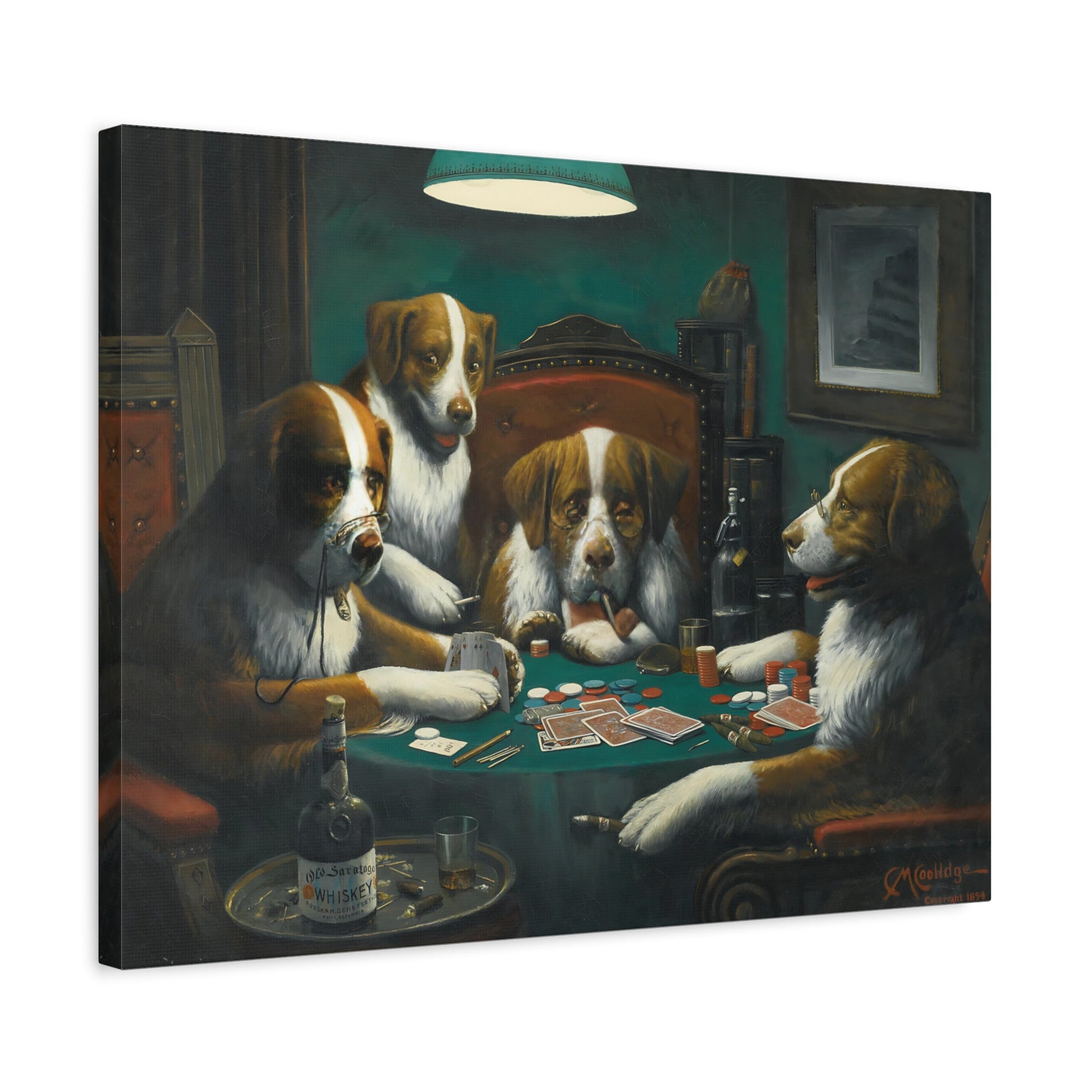Dogs Playing Poker Canvas Wall Art Print - Cassius Marcellus Coolidge