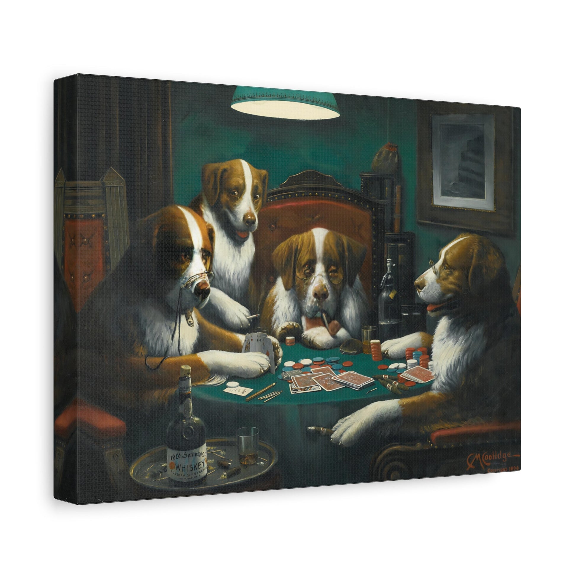 Dogs Playing Poker Canvas Wall Art Print - Cassius Marcellus Coolidge