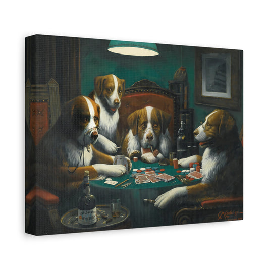 Dogs Playing Poker Canvas Wall Art Print - Cassius Marcellus Coolidge