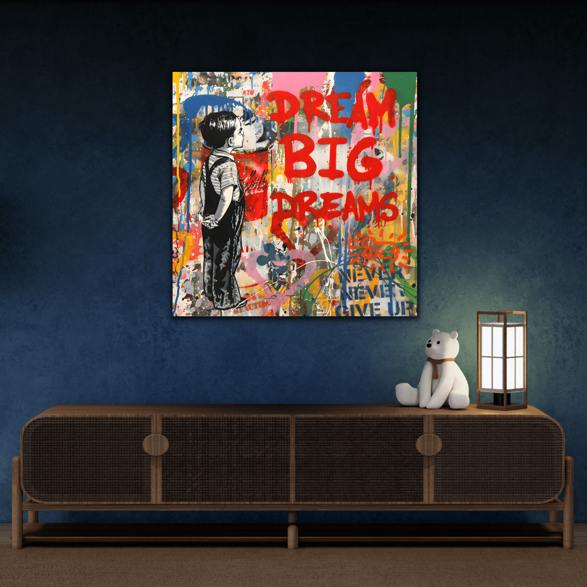 Dream Big Graffiti Pop Wall Art Canvas Painting Print
